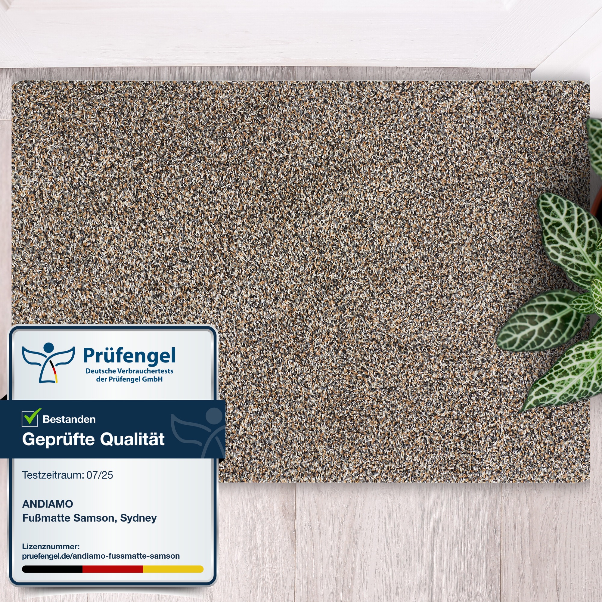 Fußmatte ANDIAMO "Samson, Made in Netherlands" Gr. 3, grau (granit), B:100cm H:6mm L:150cm, Baumwolle, Kunstfaser, Teppiche, Fußmatte, Schmutzfangmatte, waschbar, rutschhemmend, auch als 2er Set erhältlich