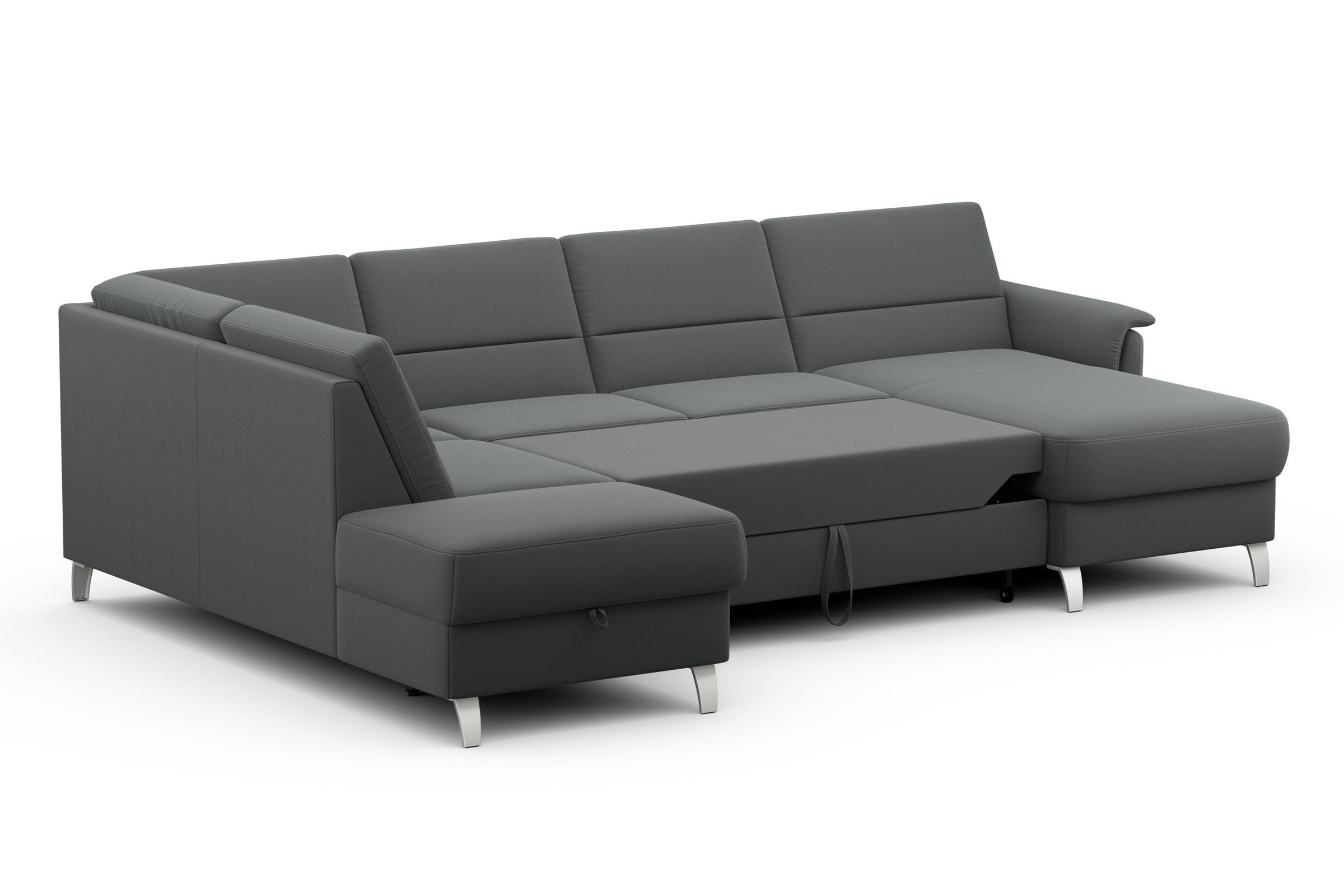 Wohnlandschaft SIT & MORE "Palmera U-Form, B: 308 cm", grau (anthrazit), B:308cm H:89cm T:212cm, 100% Polyester, Sofas, Wohnlandschaft, optional Bettfunktion & Bettkasten, Federkern, Topseller 3