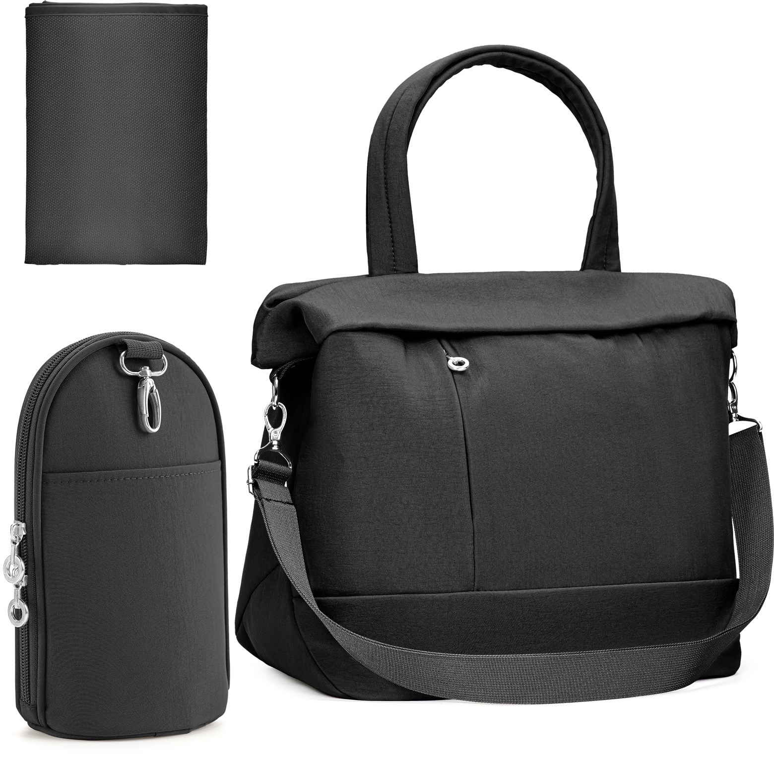 Fillikid Wickeltasche »Palma, schwarz«, mit Thermotasche und Wickelunterlage