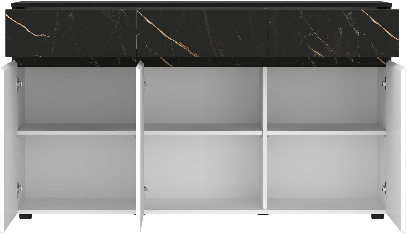 INOSIGN Sideboard »MODESTO«, grifflos, mit 3 Schubladen, 3 Türen und 6 Fächer, Breite 150 cm