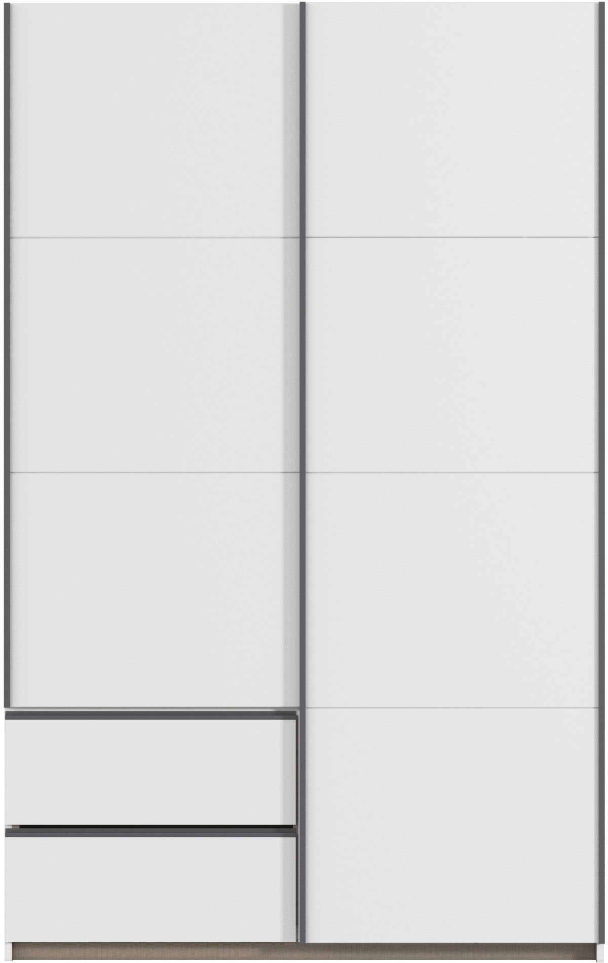 rauch Schwebetürenschrank »Kleiderschrank Schrank Garderobe Wäscheschrank SEVILLA«, (in 3 verschiedenen Ausstattungen BASIC/CLASSIC/PREMIUM), Metall-Griffleisten alufarben oder Graumetallic MADE IN GERMANY