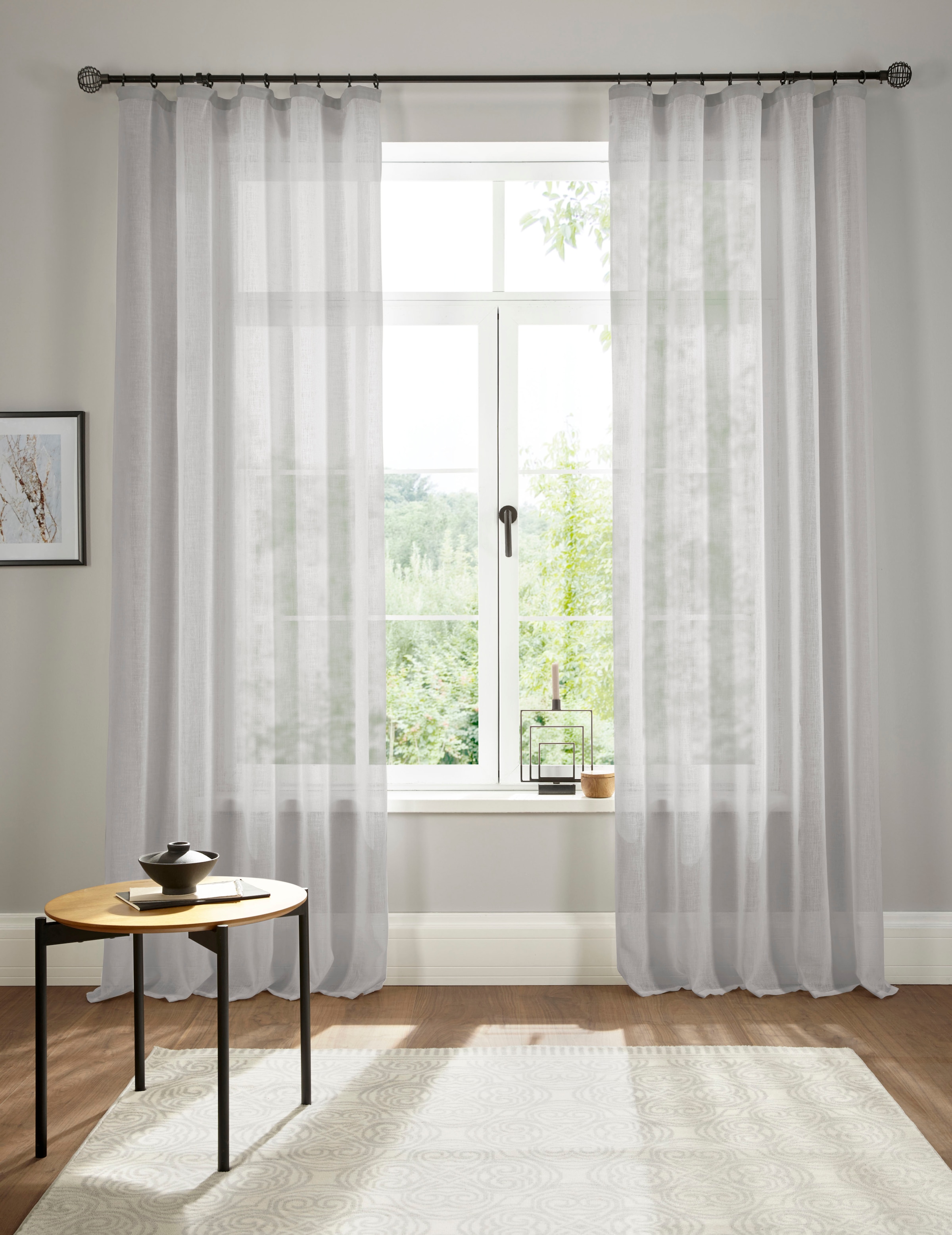 my home Gardine "Fiete" Kräuselband 1 Stk. tlg. Leinen Optik, Sichtschutz, günstig online kaufen