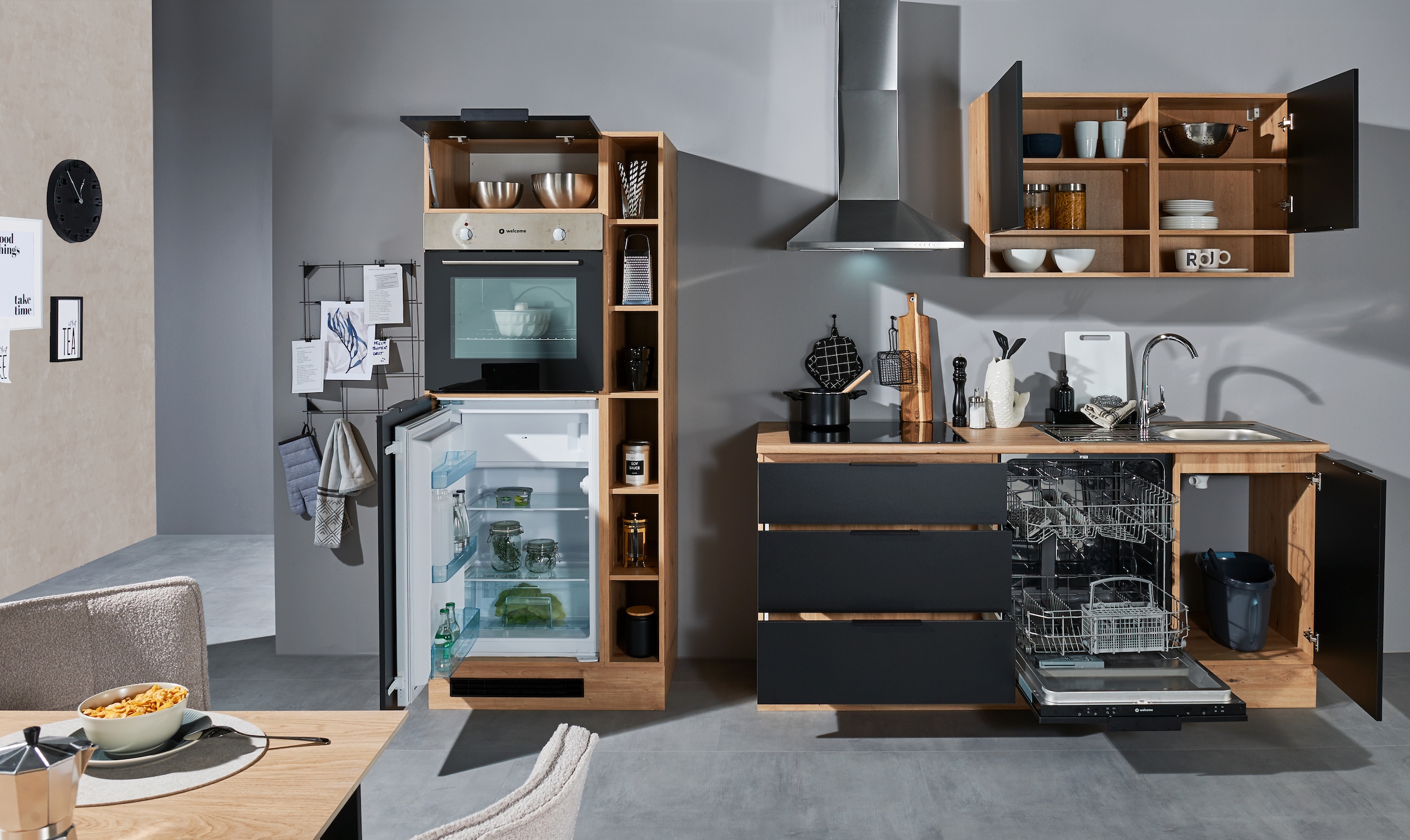 BASIC by Balculina Küchenzeile »Oskar B/H/T 270x211x60 cm« Breite 270cm, wahlweise mit E-Geräte, L/R montierbar