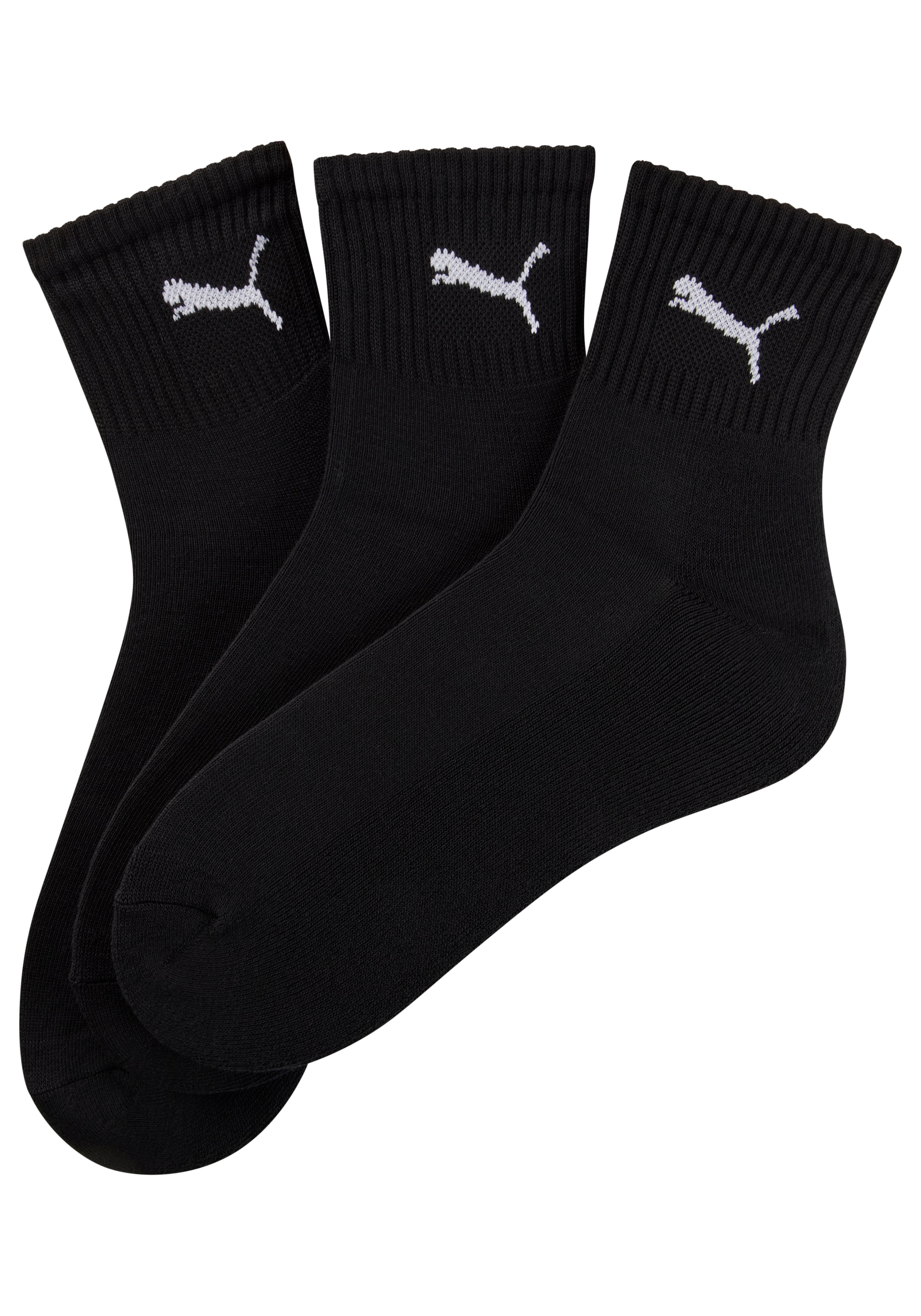 PUMA Sportsocken »short crew«, (3 Paar), gepolsterte Frottee-Sohle, atmungsaktiv