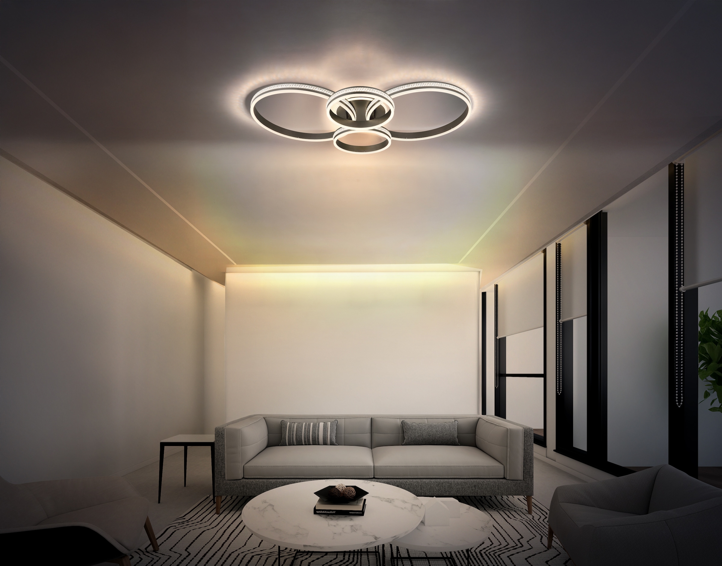 GLOBO LIGHTING Deckenleuchte »GROUNI« LED-Modul 1 Stk. warmweiß - kaltweiß Deckenlampe Wohnzimmer-Leuchte Schlafzimmer-Leuchte Flur Küche