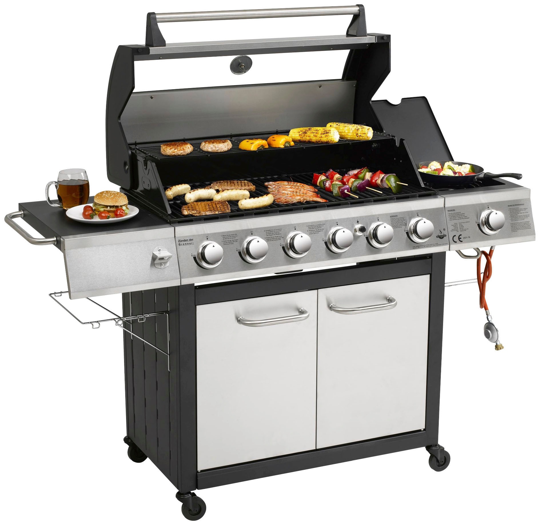 Gasgrill EL FUEGO "Long Beach", silber (silberfarben), B:161cm H:121cm T:59,5cm, Grills, BxTxH: 161x59,5x121 cm 2