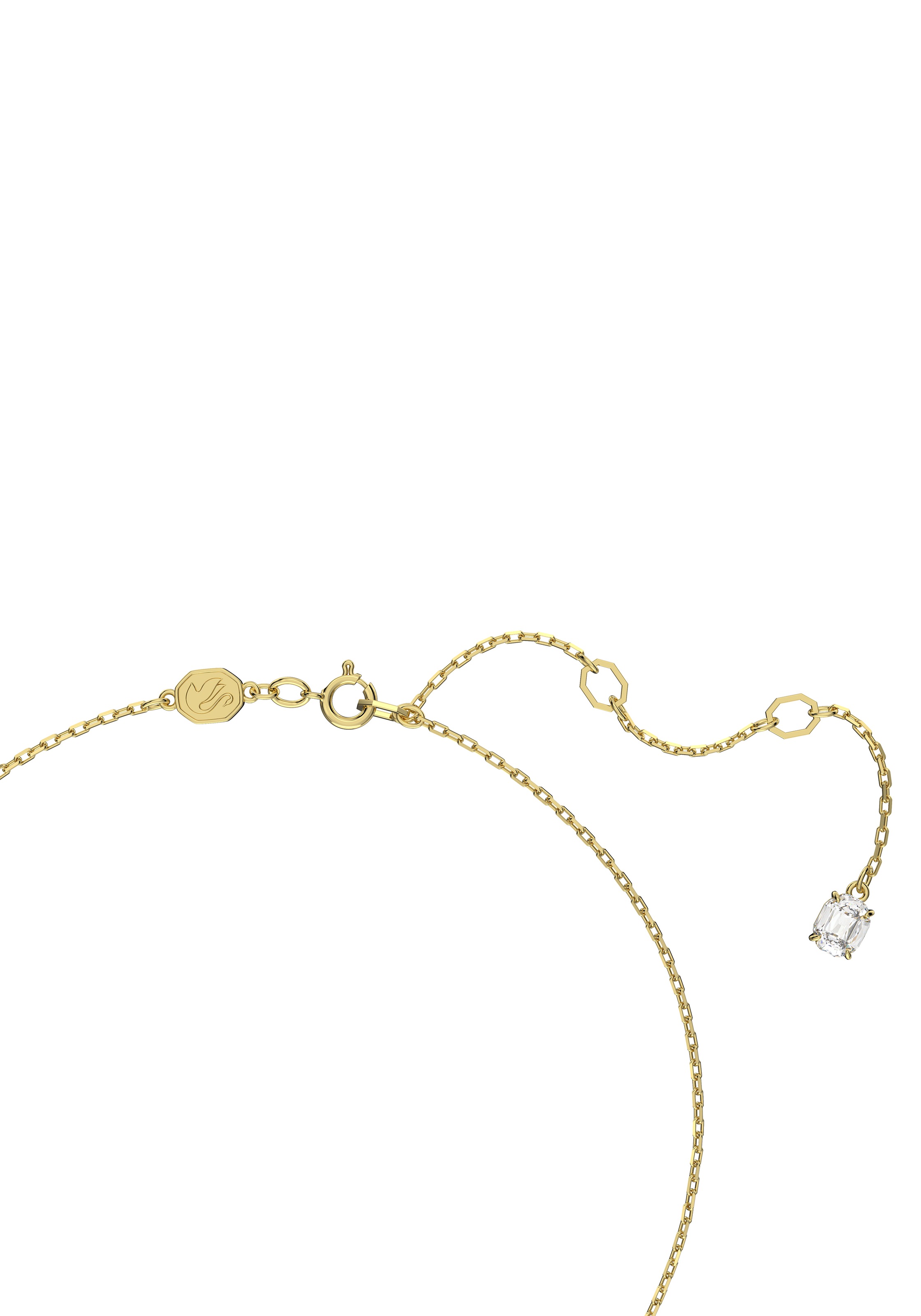 Kette mit Anhänger SWAROVSKI "Stilla Round", gold (gelbgoldfarben, kristallweiß), Halsketten, Damen, Metall, L: 42 B: 0,9mm, mit Swarovski Kristall, B:0,9mm 4