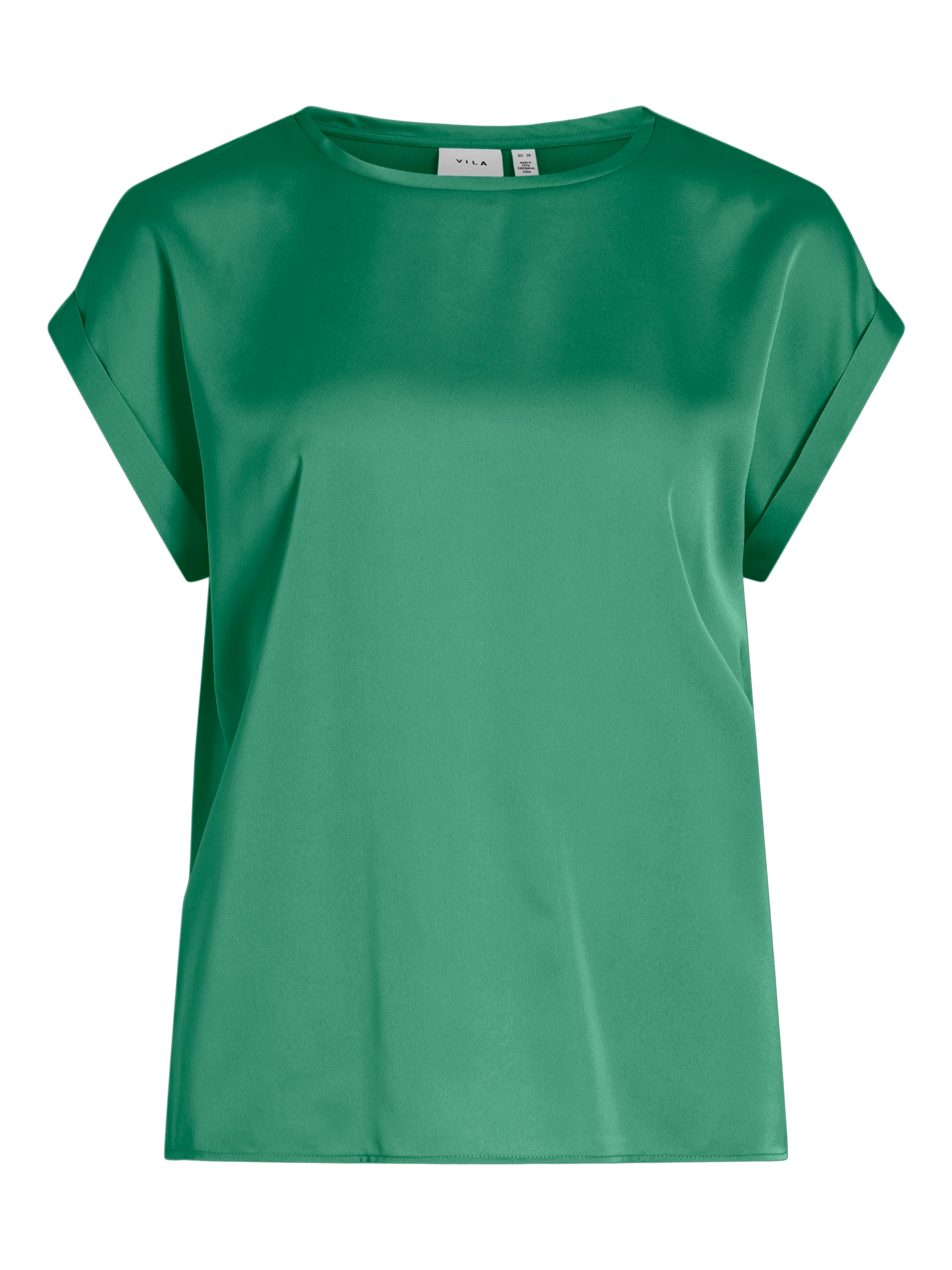 Vila Kurzarmshirt "VIELLETTE S/S SATIN TOP - NOOS", Satin Optik günstig online kaufen
