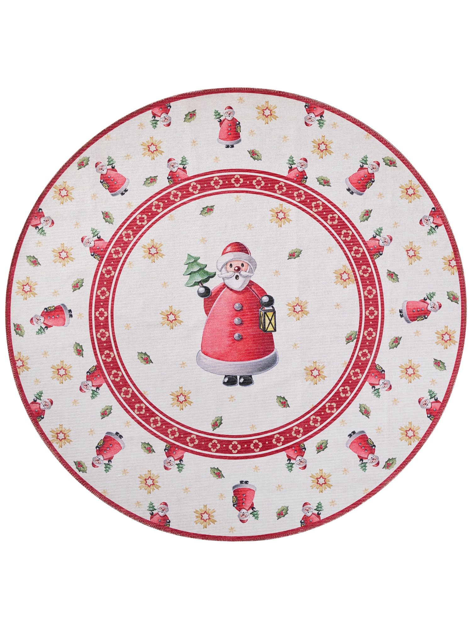 Villeroy & Boch Teppich »Toy's Deleight Limited Edition Santa Claus«, rund, 3 mm Höhe, Limited Edition, Weihnachten, Wohnzimmer, Baumrock, Waschbar, Rund