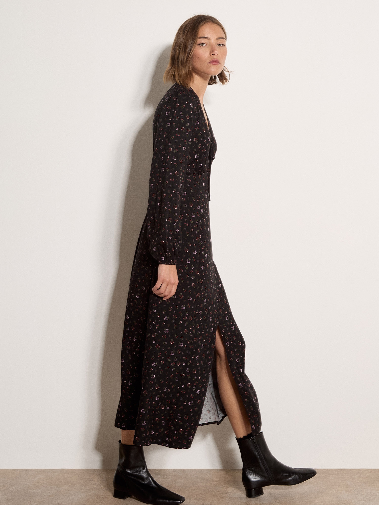 Apricot Midikleid »Wadenlanges-Tee-Kleid« mit Blumenprint