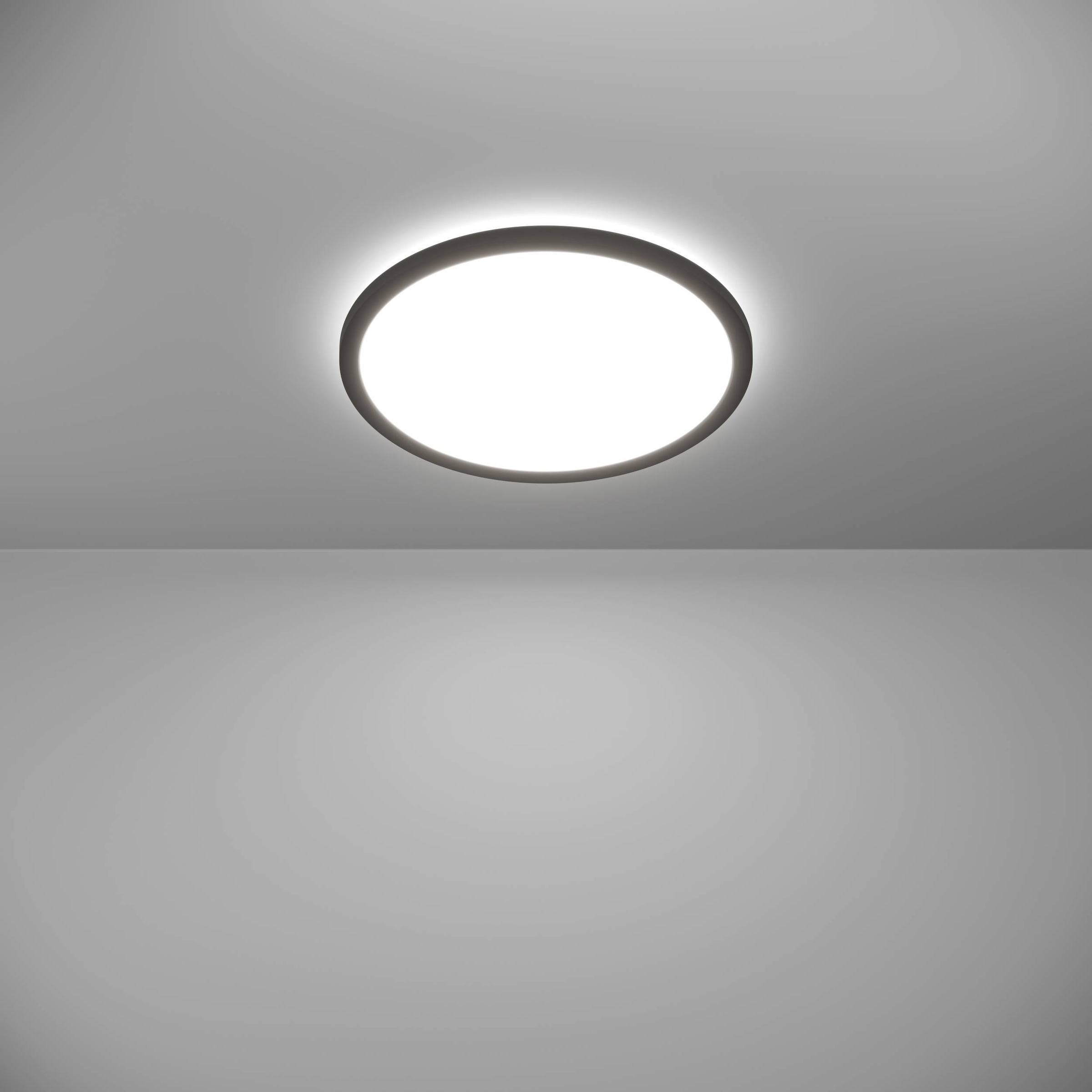EGLO Deckenleuchte »Rovito-R Deckenlampe, Deckenbeleuchtung, Badlampe, Kunststoff, IP44« LED-Modul 1 Stk. Kaltweiß | Neutralweiß | Warmweiß Wand-/Deckenleuchte - H3 x Ø38,9 cm - schwarz - 18,5W inkl.