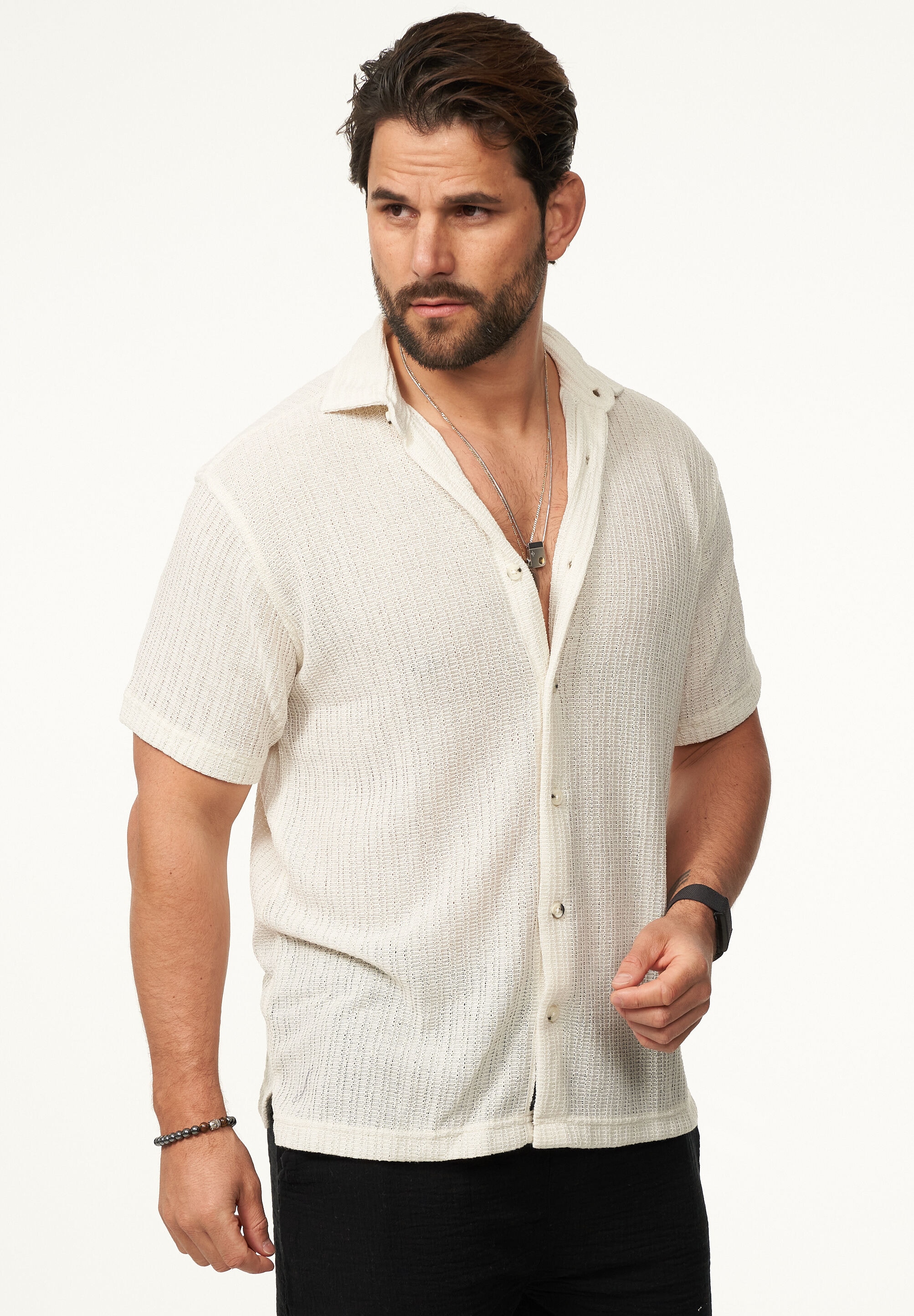 CARISMA Kurzarmhemd »im Vintage Summer-Look als Strickhemd« Herren Kurzarm Strick Polo-Hemd T-Shirt im lockeren Retro-Stil