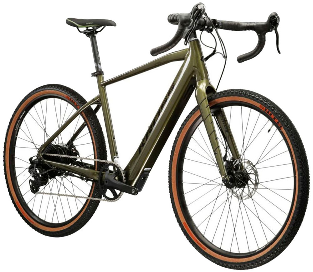 Kross E-Bike »E-Gravel Bike Esker Hybrid 2.0 28" khaki«, 11 Gang, microSHIFT, Advent X M6205, Heckmotor 250 W