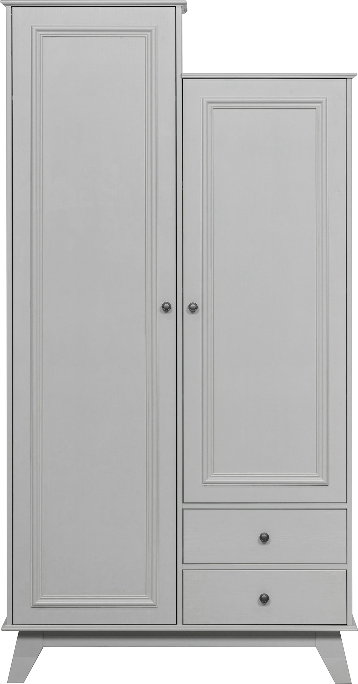 WOOOD Garderobenschrank "Lily mit FSC Massivkiefer und asymmetrischer Höhe B98 x T41 x H190 cm" Mit Metallknöpfen Tragkraft 10 kg pro boden wasserbasierter Schutzlack