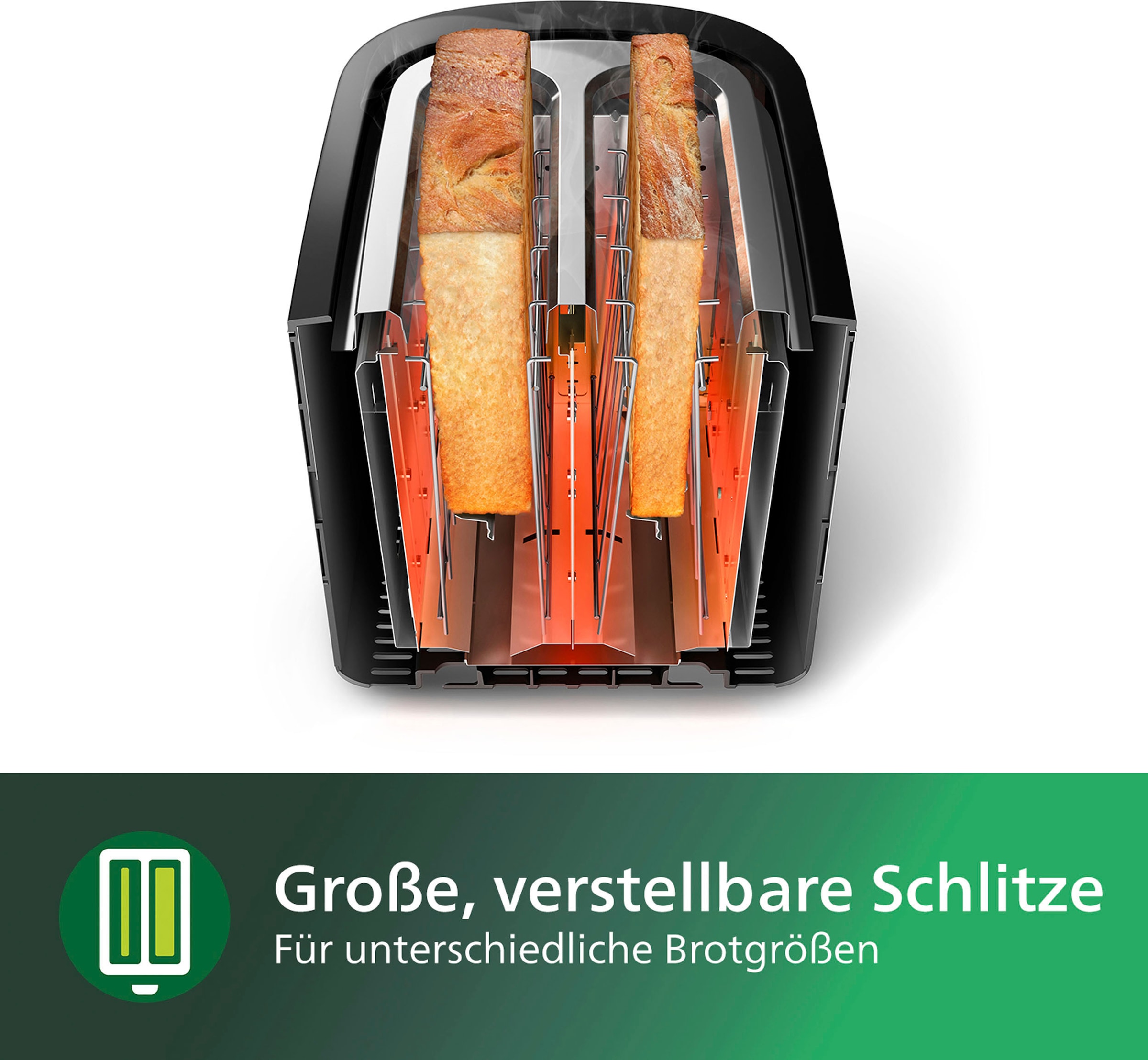 Philips Toaster »HD2581/90 Daily Collection«, 2 kurze Schlitze, 830 W, integrierter  Brötchenaufsatz, 8 Bräunungsstufen, schwarz kaufen | BAUR