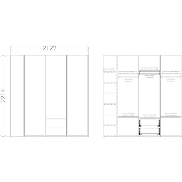 Müller SMALL LIVING Kleiderschrank »Modular Plus Variante 3«, 2 geräumige  Schubladen, Anbauregal links oder rechts montierbar | BAUR