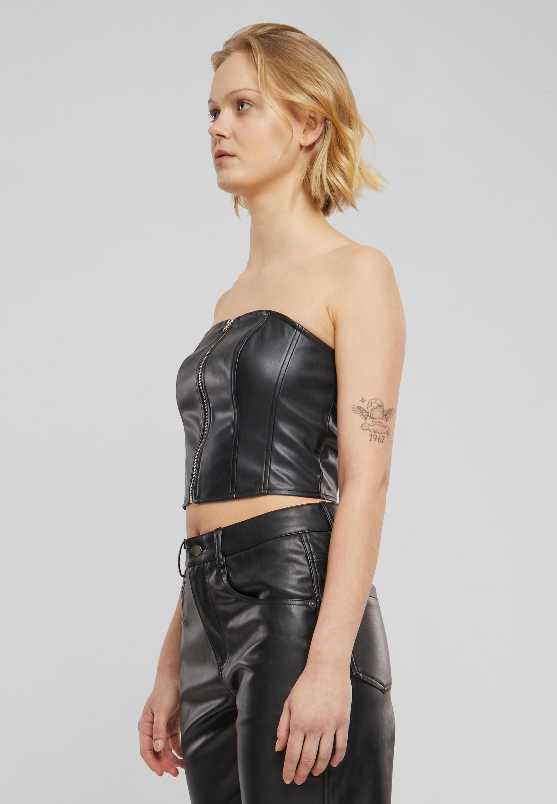 URBAN CLASSICS Muskelshirt »Urban Classics Ladies Synthetic Leather Bandeau Top«, (1 tlg.)