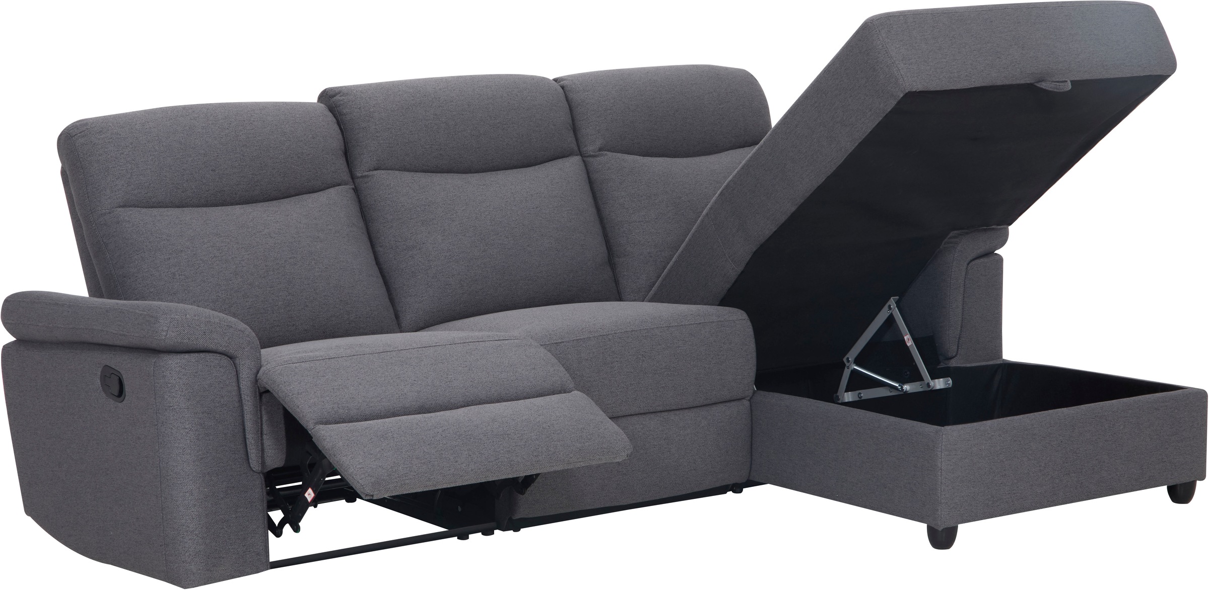 Home affaire Ecksofa »BRIONNE, L-Form, 255cm, manuelle u. elektrische Funktion (USB A/C),«, Liegefunktion, Stauraum, Federkernpolsterung, Webstoff