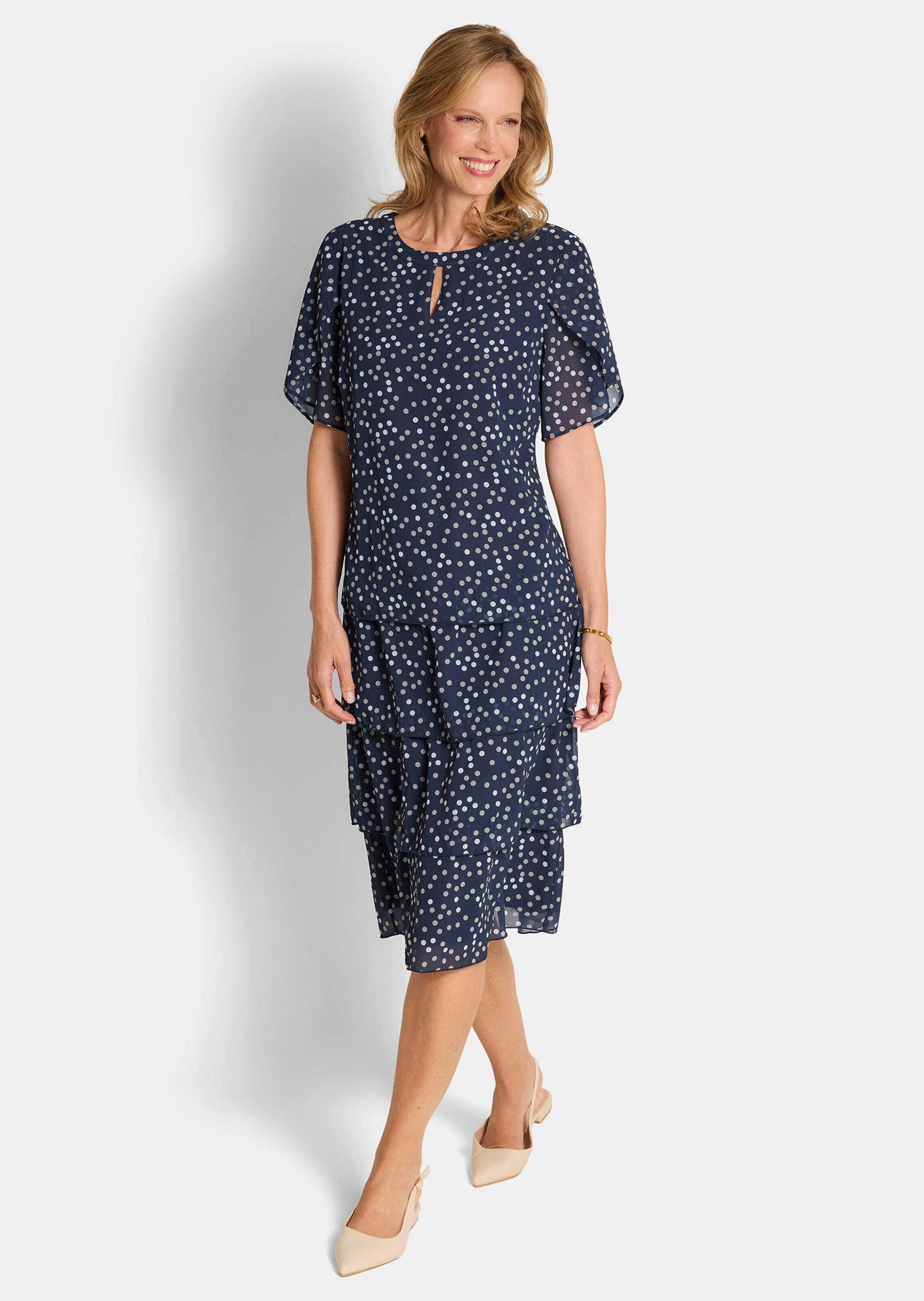 GOLDNER Sommerkleid "Kurzgröße Sommerkleid mit Tupfen-Muster" Ohne Taschen günstig online kaufen