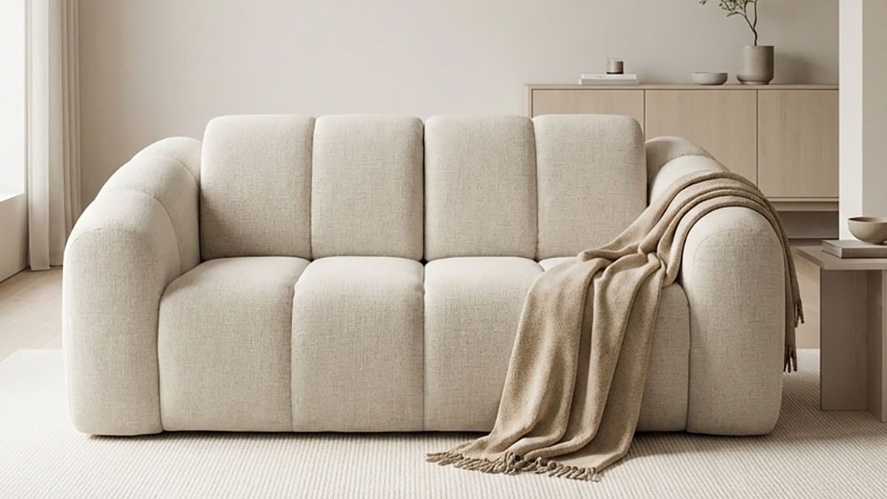 DOMO collection Schlafsofa "Lymra, 192 cm breit, organische Form mit vertikalen Absteppungen" Mit Schlaffunktion