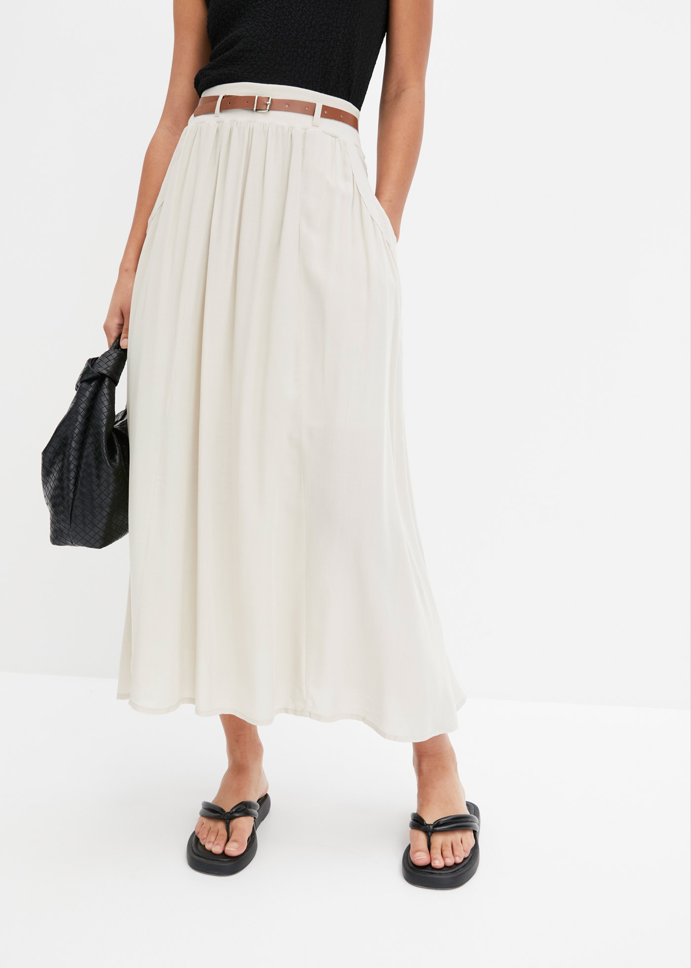 bonprix Maxirock "Maxirock mit Gürtel (2-tlg.Set)" Set, 2 mit Gürtel, Maxil günstig online kaufen