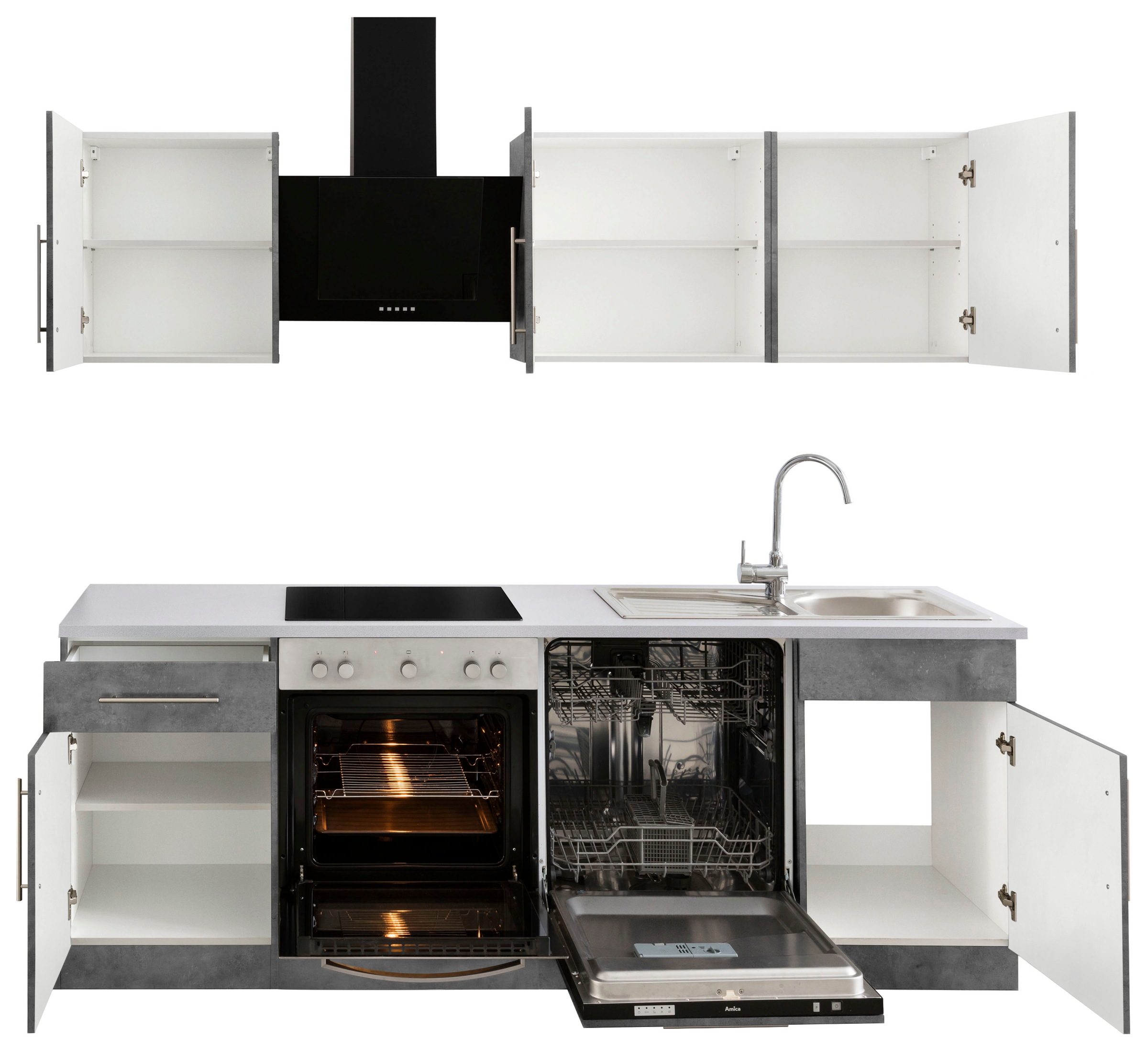 Thumbnail - wiho Küchen Küchenzeile "Cali, TOPSELLER" mit E-Geräten, Breite 220 cm mit Metallgriffen