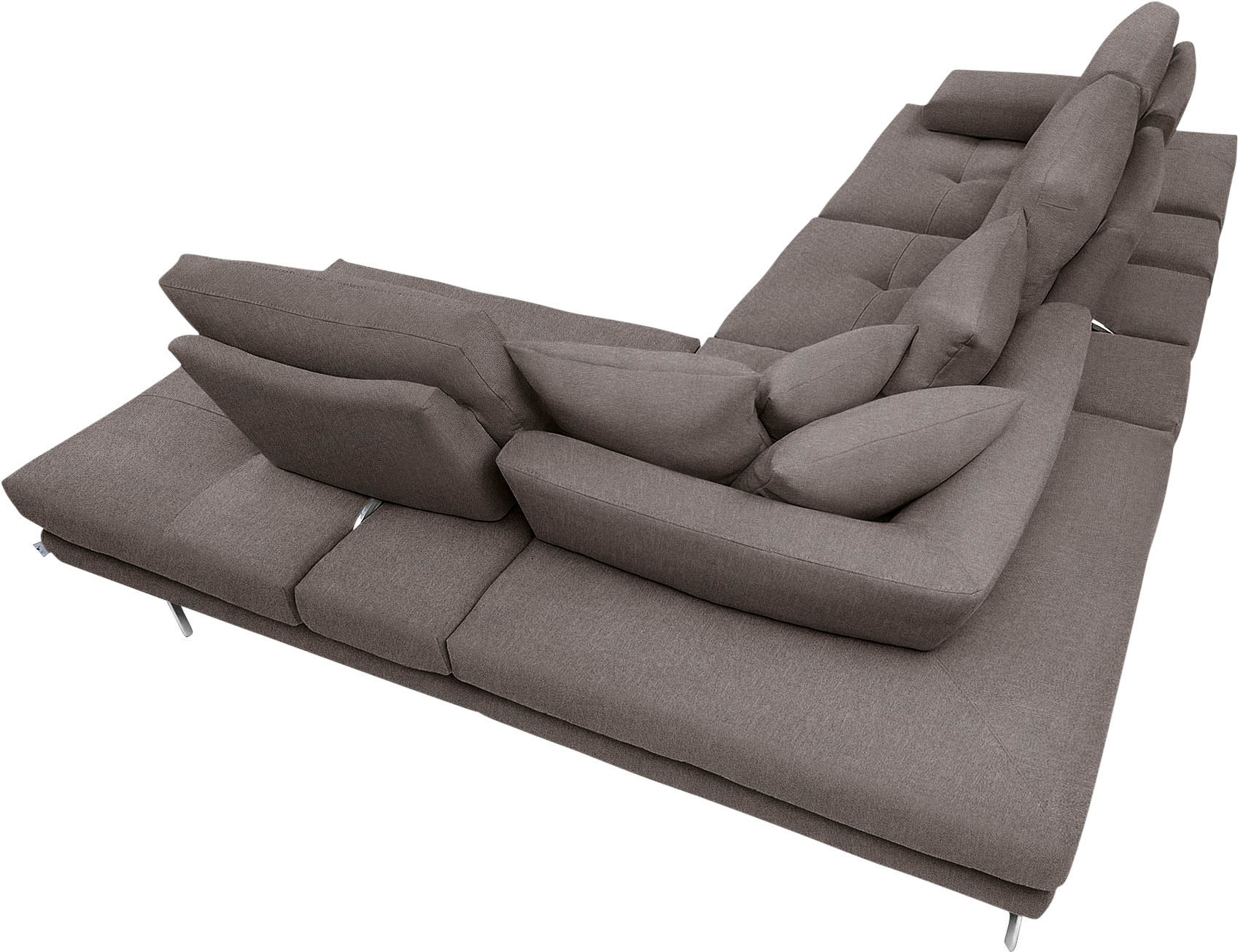 CALIA ITALIA Ecksofa »Toby Wing, L-Form, Designsofa mit sensationellem Sitzkomfort«, Sitztiefenverstell.,wahlw. mit Kissen-Set, Füße chrom glänzend