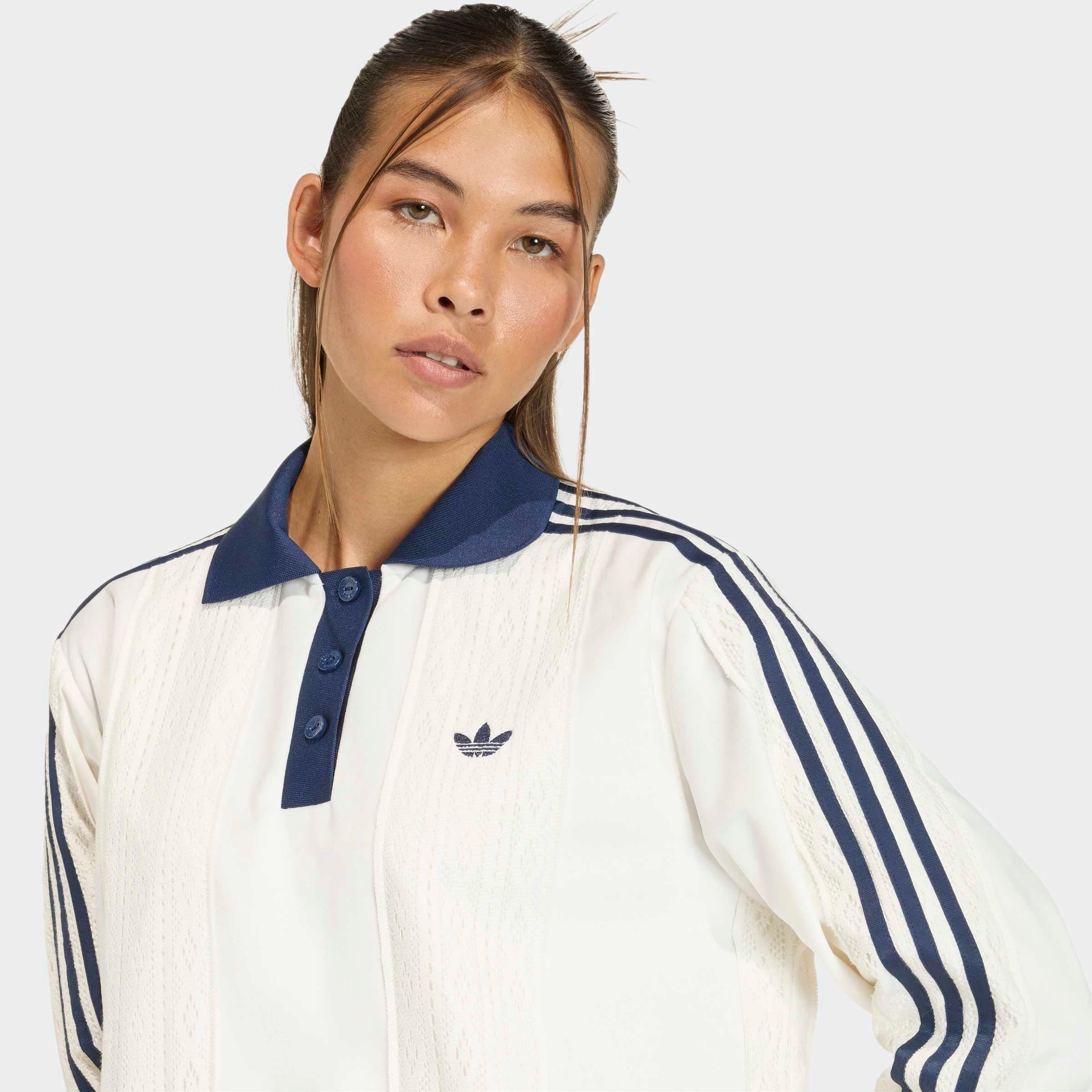 adidas Originals Langarmshirt »LS JERSEY« Winterised Fußballtrikot, Mischung aus Velours und Häkelstoff