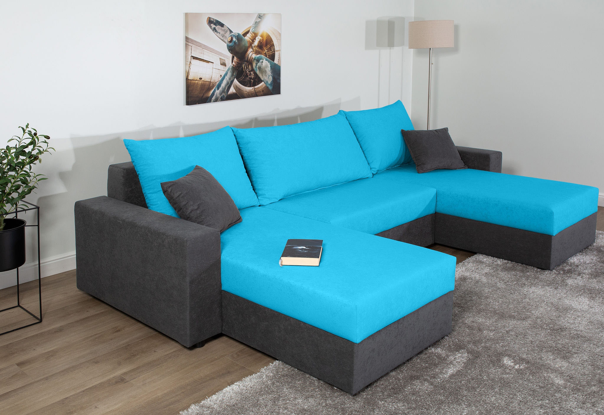 COLLECTION AB Wohnlandschaft »Pico U-Form«, Breite 252, mit Armlehne Schlaffunktion, Bettkasten