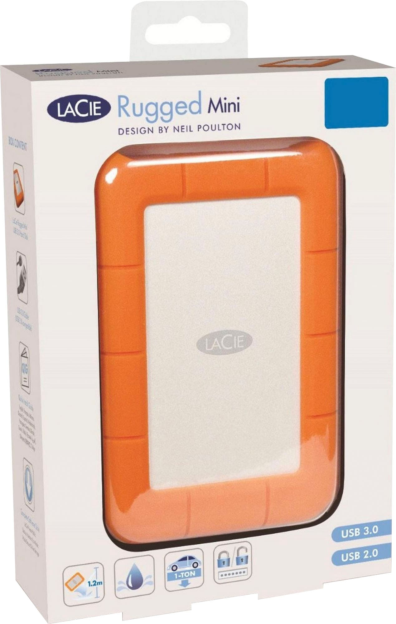 LaCie externe HDD-Festplatte »Rugged Mini«, 2,5 Zoll, Anschluss USB 2.0-USB 3.0