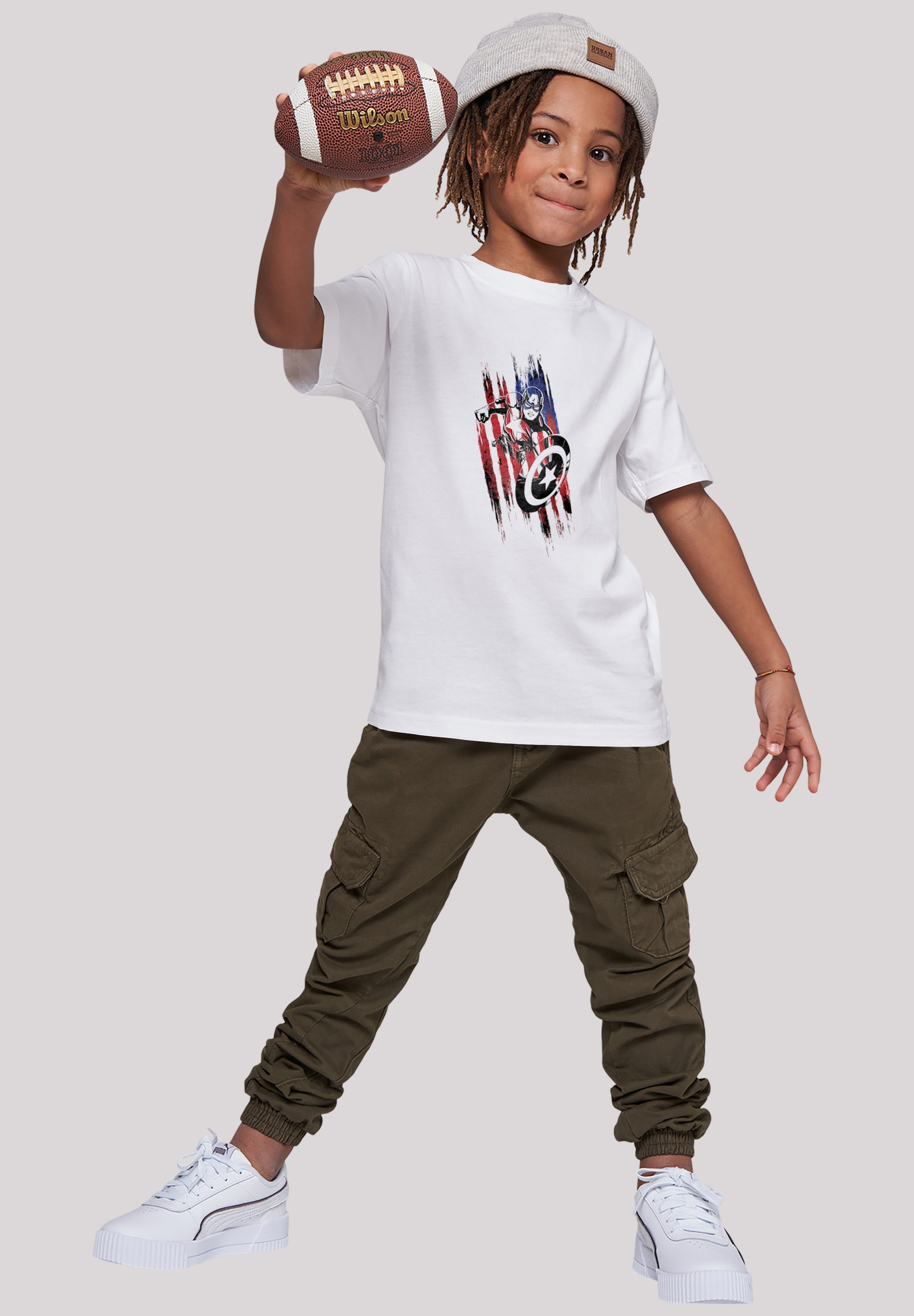 Kinder,Premium Avengers Unisex T-Shirt | F4NT4STIC Captain \'Marvel BAUR Merch,Jungen,Mädchen,Logo America bestellen »T-Shirt Streaks\'«, Print