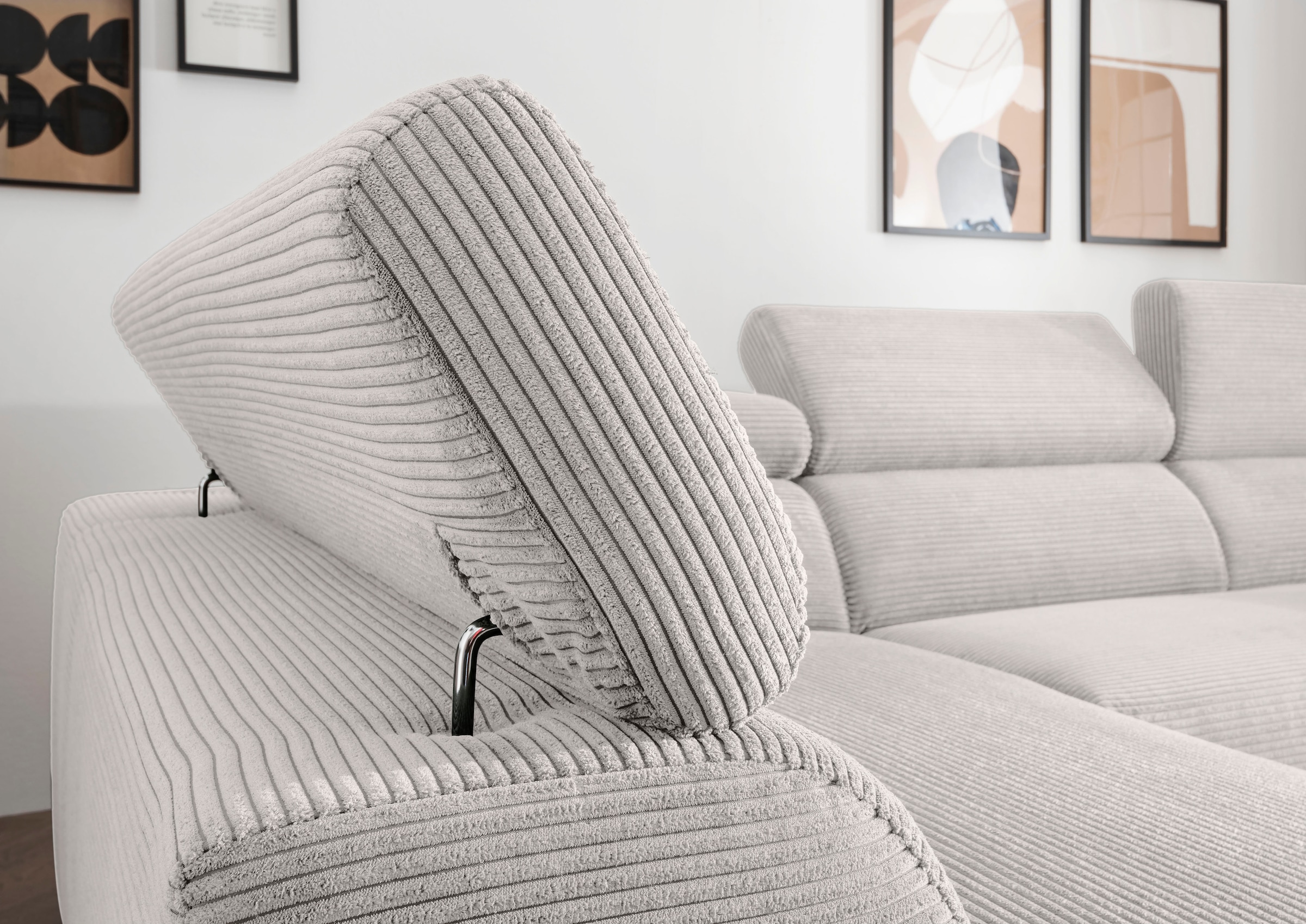 alina Ecksofa »Hikari«, wahlweise mit Sitzvorzug, in modernem Cordstoff, Breite 276 cm