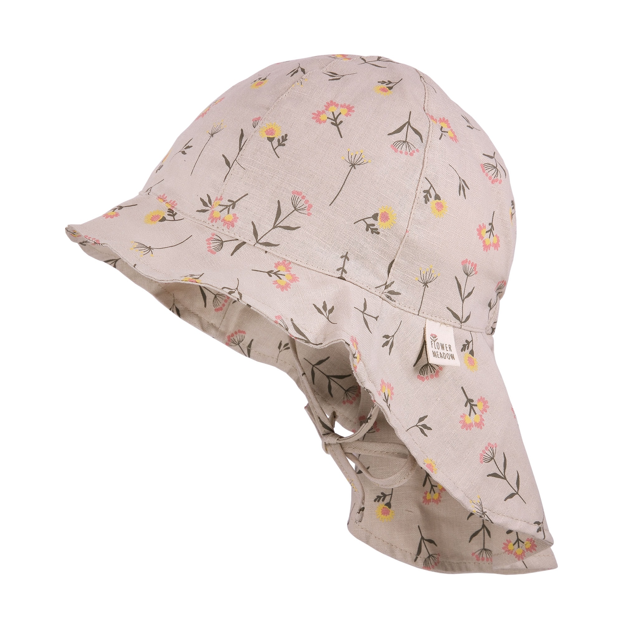 MAXIMO Sonnenhut 1 Stk. Beige, Sonnenhut, Blume, Leinenmix, Band, Nackenschutz, Allover-Motiv