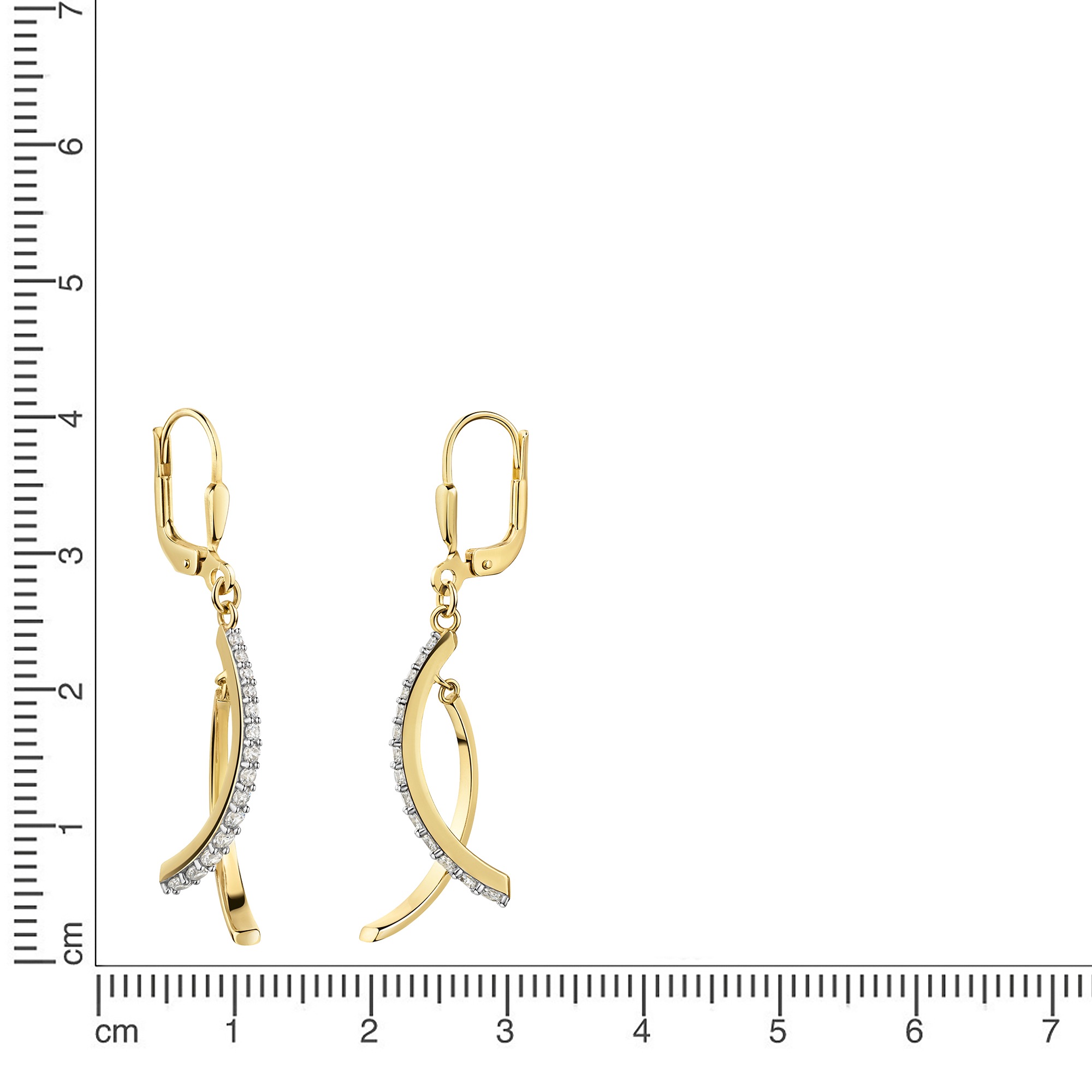 Firetti Women's Earrings Yellow Gold White Gold Clear Zirconia 2