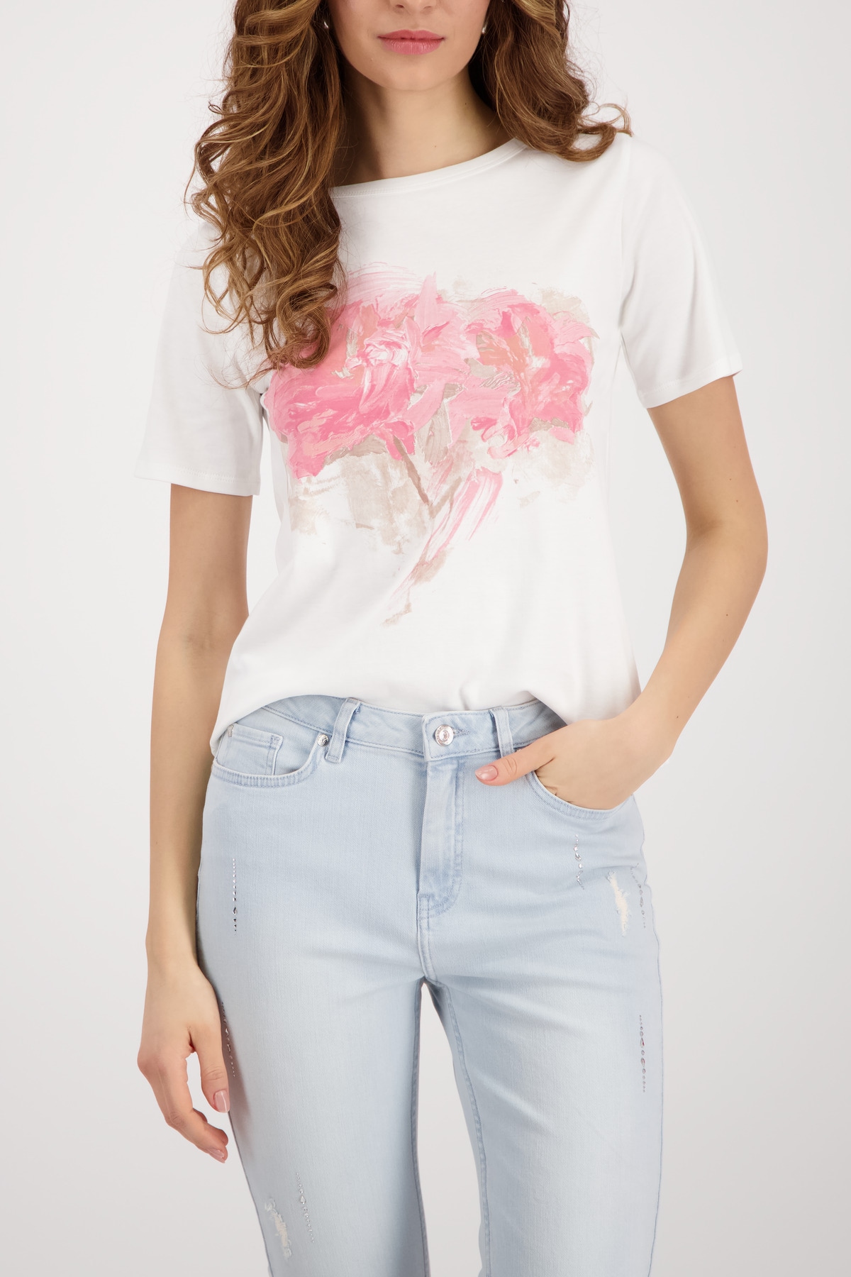 Monari T-Shirt "Shirt verwischte Blume" Regular fit mit Blumenprint günstig online kaufen