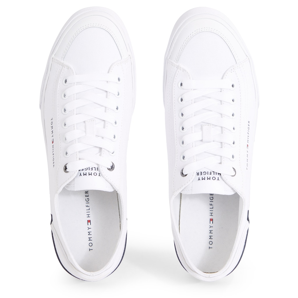 Tommy Hilfiger Sneaker »CORPORATE VULC CANVAS«, mit Streifen an der Ferse, Freizeitschuh, Halbschuh, Schnürschuh