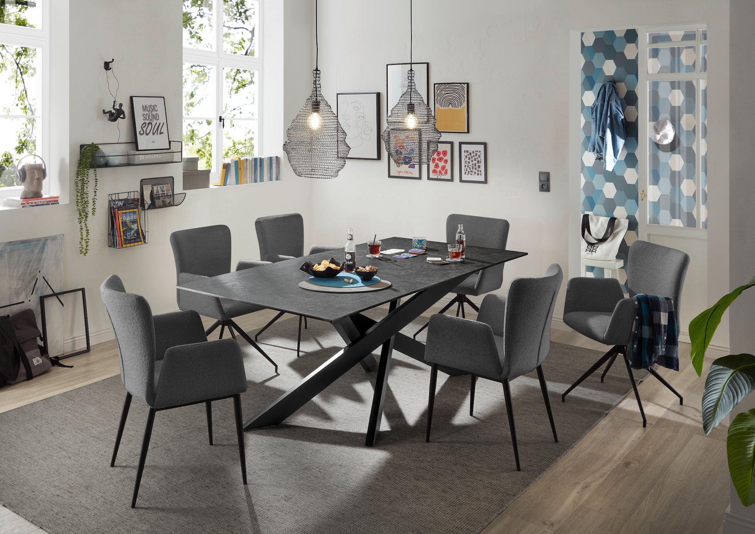 set one by Musterring Esszimmerstuhl »El Paso« () 2 Stk.Vierfuß-Gestell schwarz, verschiedene Farben, Maße B58 x H86 x T62 cm