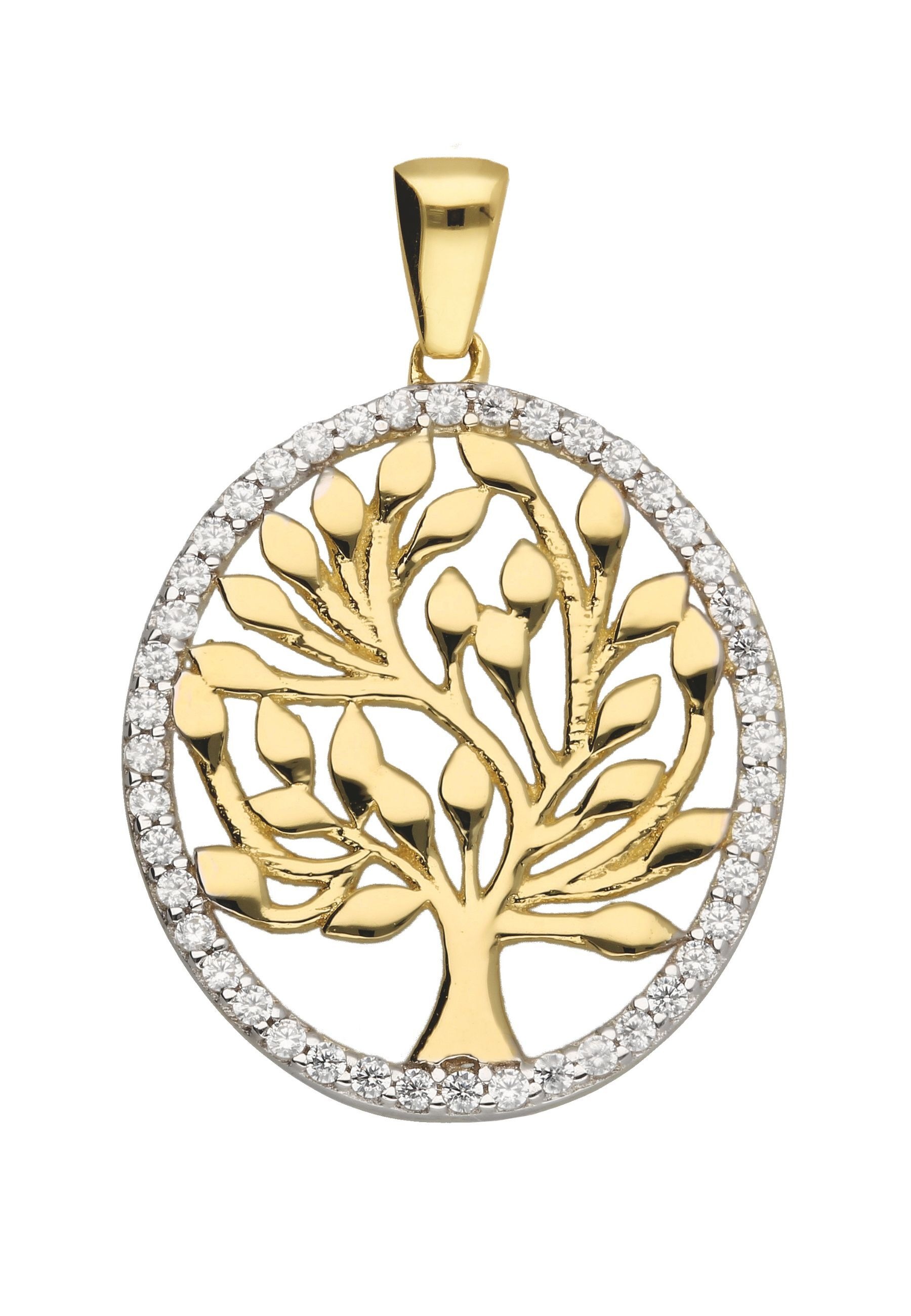 Kettenanhänger ADELIA´S "Damen 333 Gold Anhänger Lebensbaum mit Zirkonia", gold, Schmuckanhänger, Damen, Gold, Kettenanhänger, mit Zirkonia für Damen 2