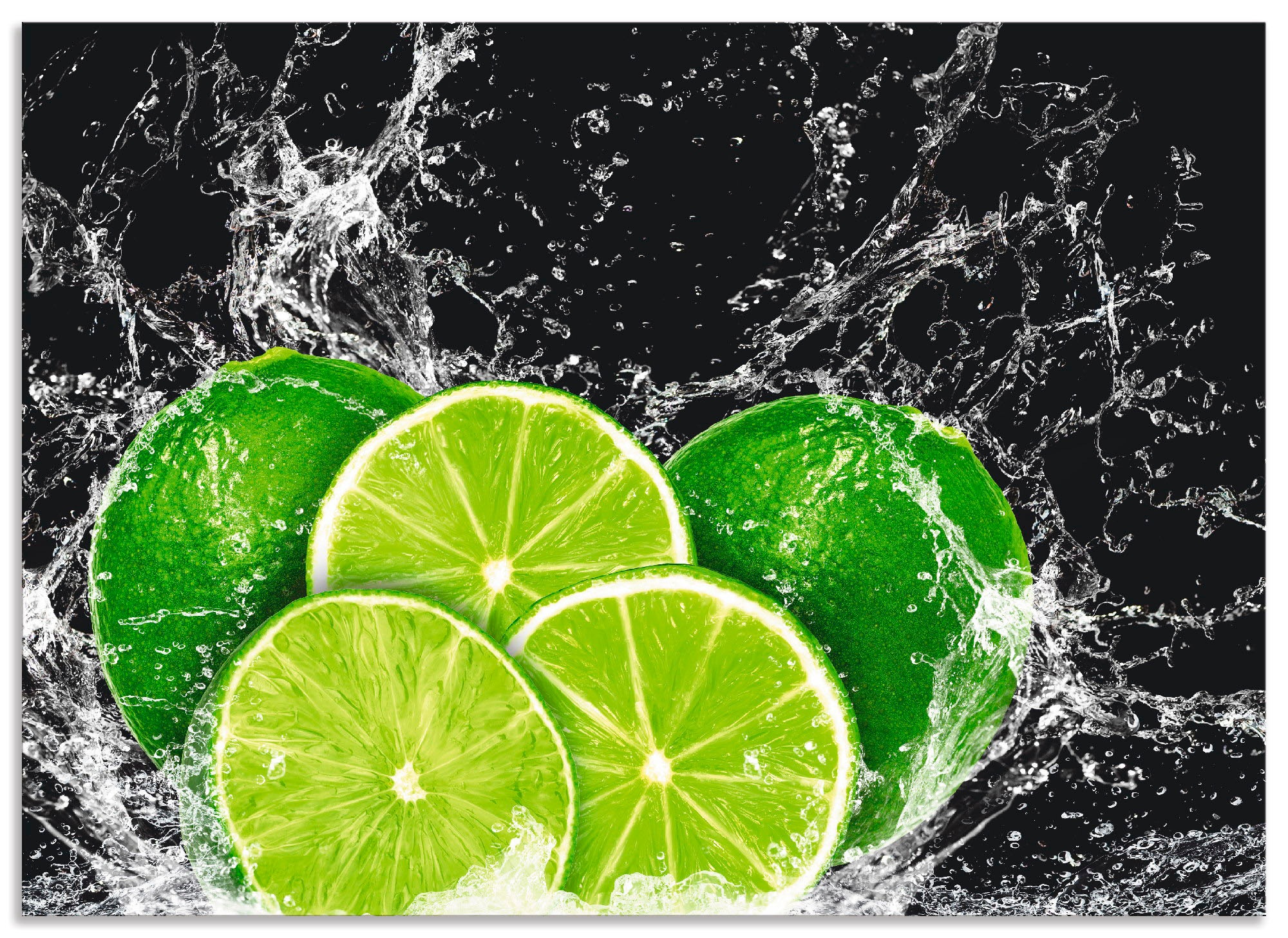 Artland "Limone mit Spritzwasser" Alu Spritzschutz mit Klebeband, einfache Montage