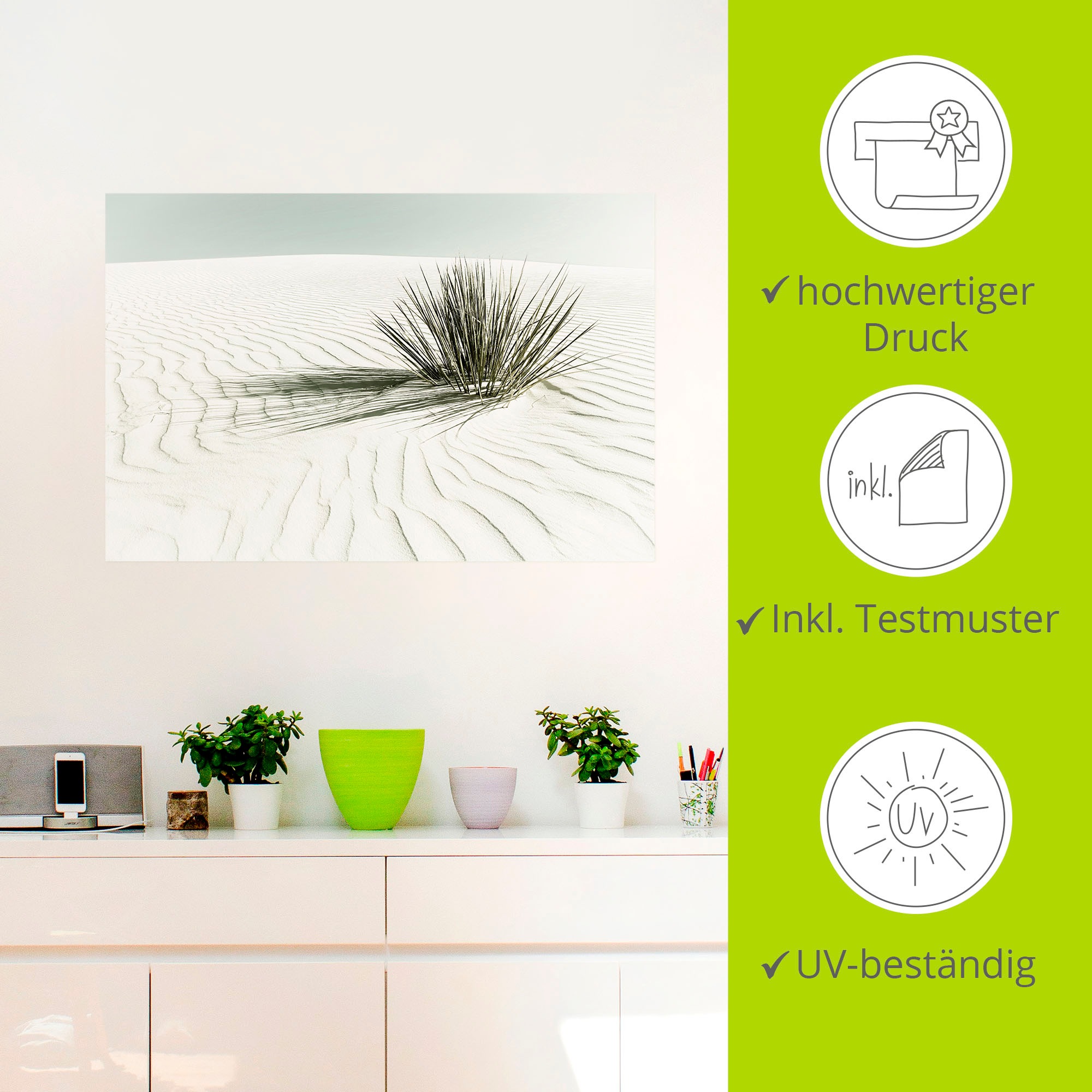 Artland Wandbild »Dünen, weißer Sand Vintage«, Strandbilder, (1 St.), als Alubild, Outdoorbild, Leinwandbild, Poster, Wandaufkleber