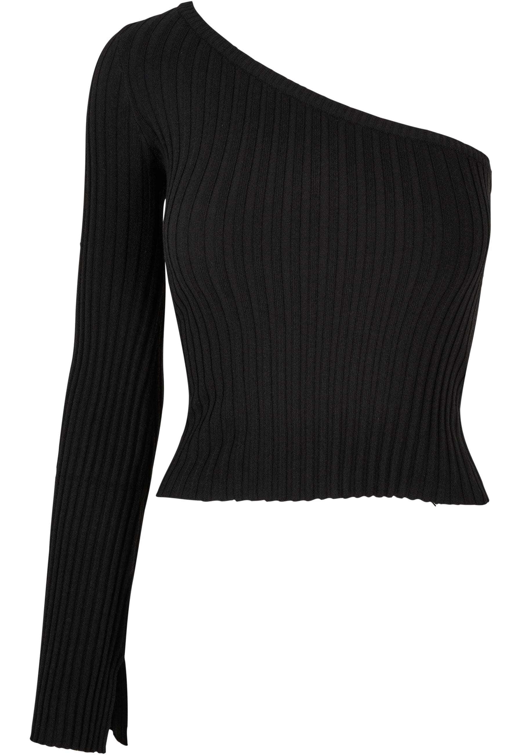 URBAN CLASSICS Rundhalspullover »Urban Classics Damen Ladies Short Rib Knit One Sleeve Sweater«