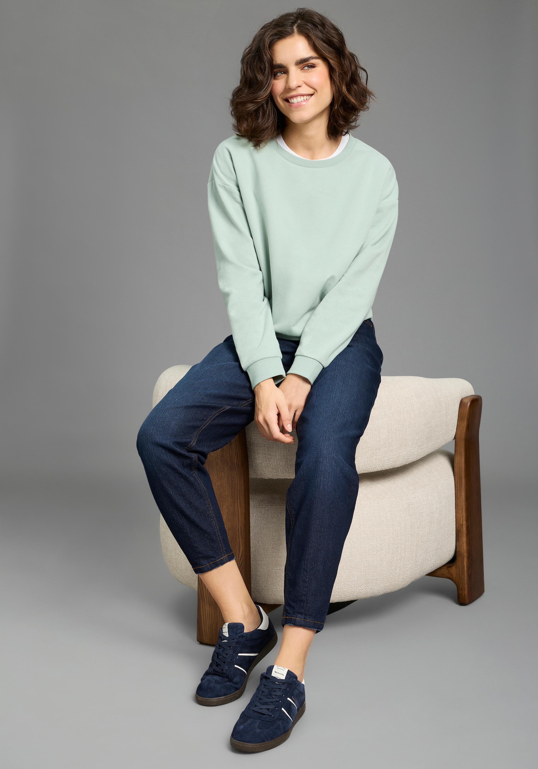 Flashlights Sweatshirt , im Basic-Stil, Langarm, Rundhalsausschnitt, mit Rippbündchen
