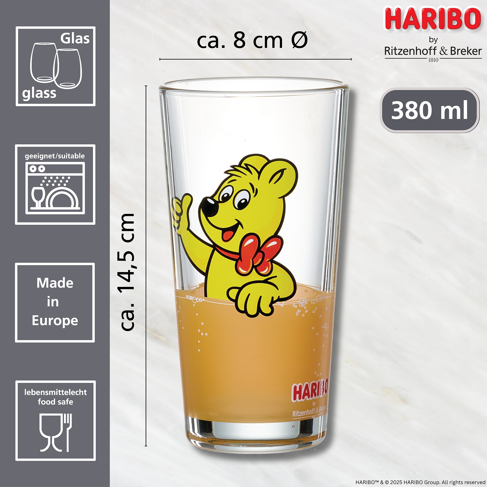 Ritzenhoff & Breker Gläser-Set »HARIBO Thumbs Up, 380 ml«, (Set, 2 tlg.), spülmaschinengeeignet