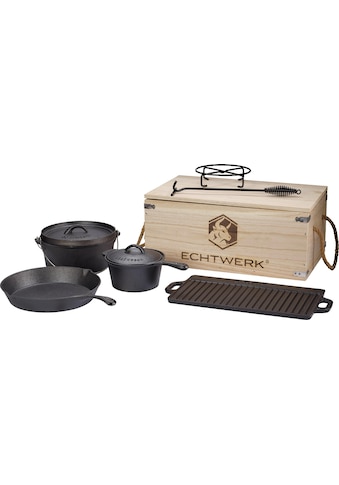 Topf-Set »Dutch Oven«, Gusseisen, (Set, 7 tlg., Kochtopf, Stieltopf, Pfanne,...