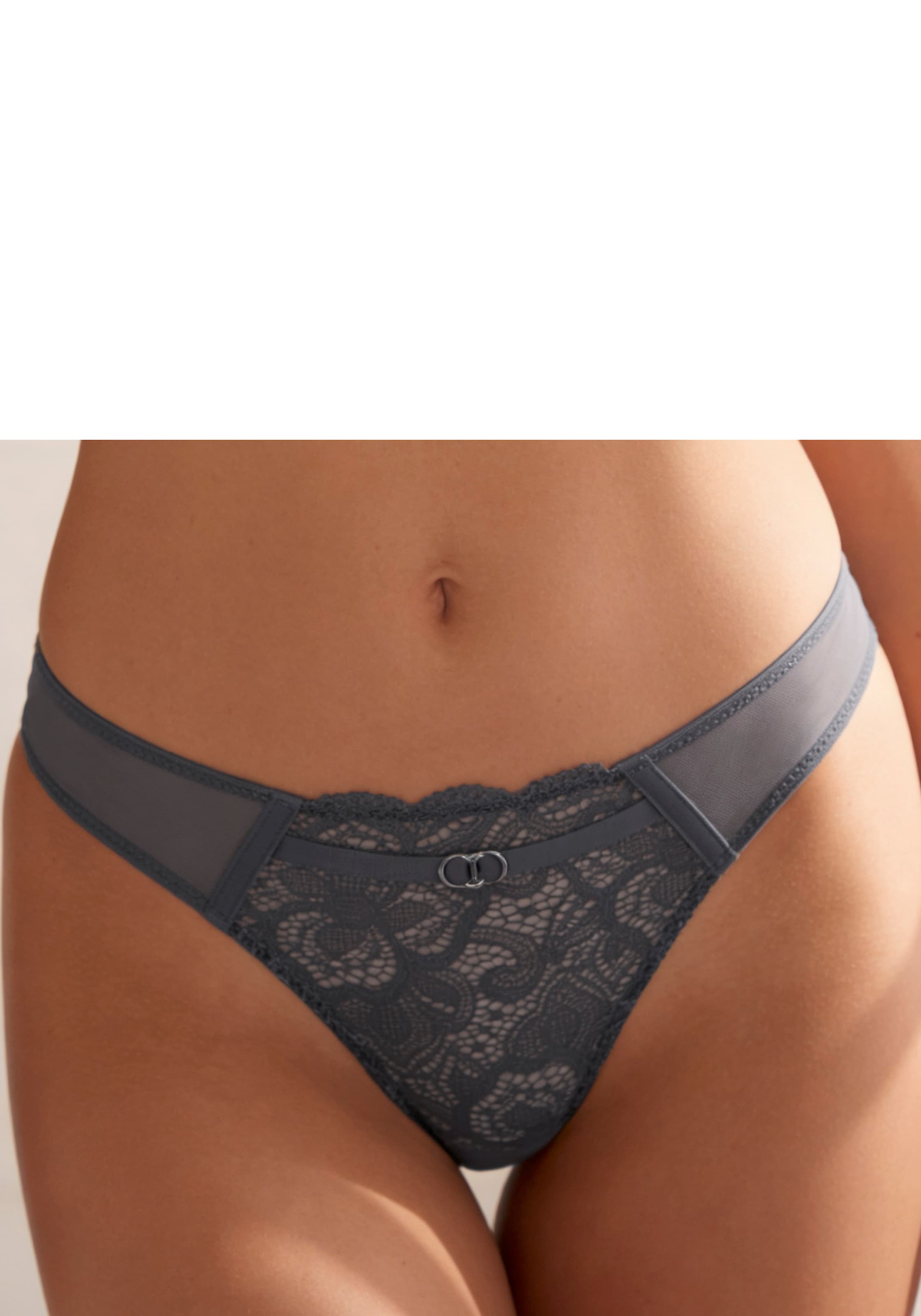 LASCANA String "Nikoletta" aus floraler Spitze und feinem Mesh in transparenter Optik