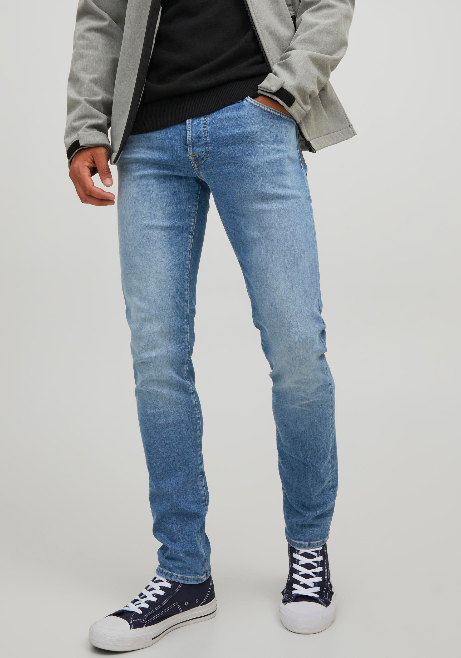 Jack & Jones Slim-fit-Jeans "JJIGLENN – Jeans mit Gürtelschlaufen und Used- günstig online kaufen