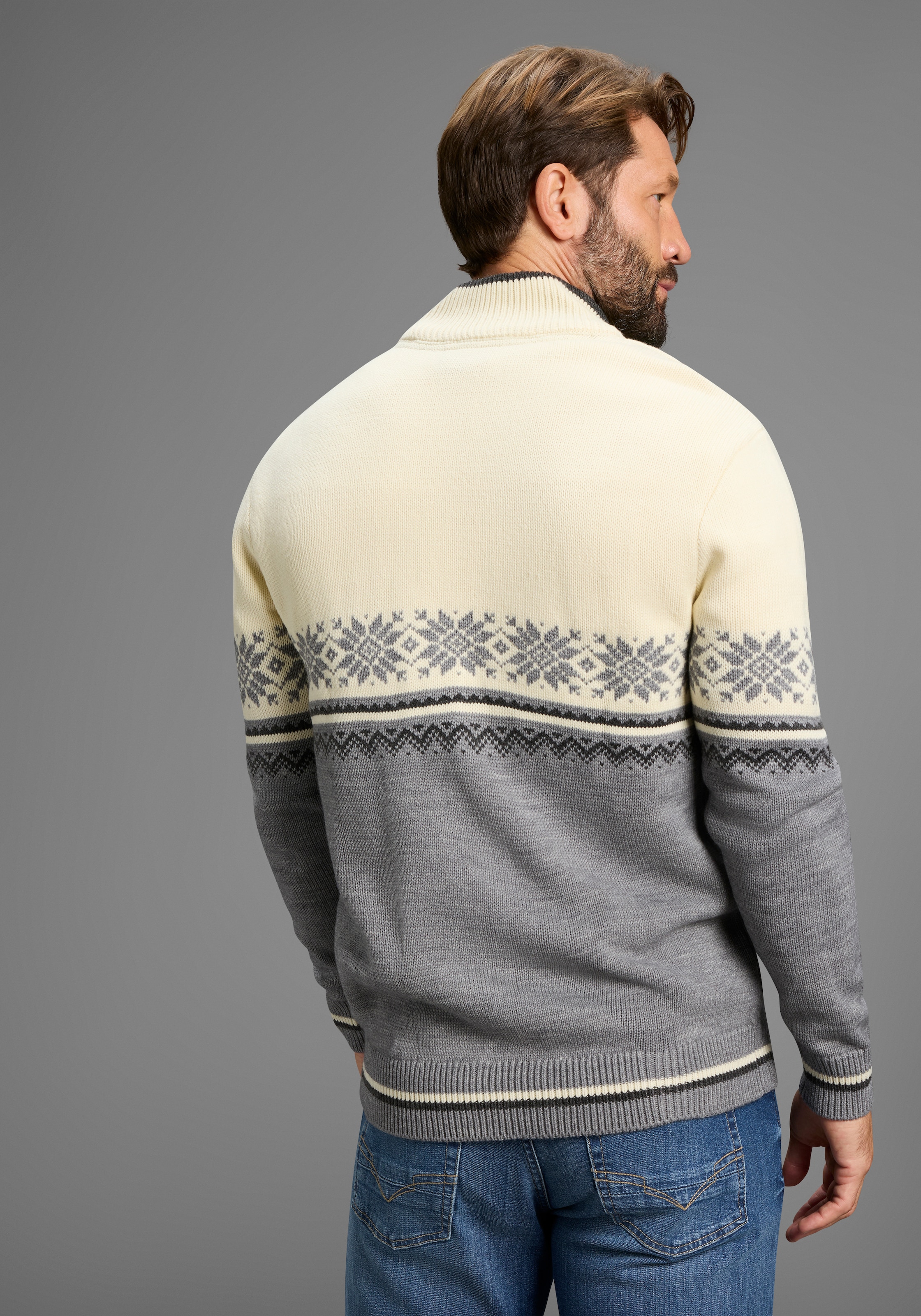 Man's World Troyer »Neue Kollektion! Highlight Norweger Muster« aus Strickmaterial, Regular Fit, mit Langarm, lässiger Casual-Look