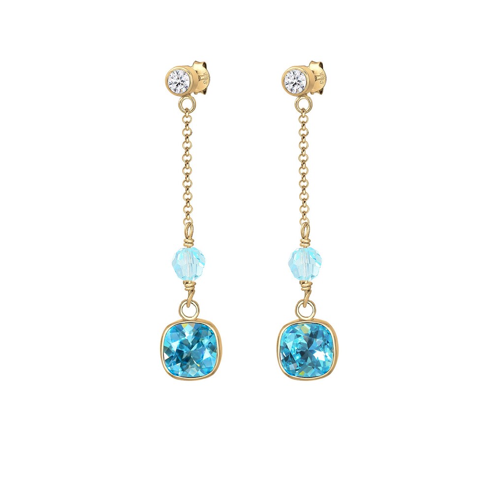 Elli Premium Paar Ohrhänger »Kristalle Blau 925 Silber vergoldet«