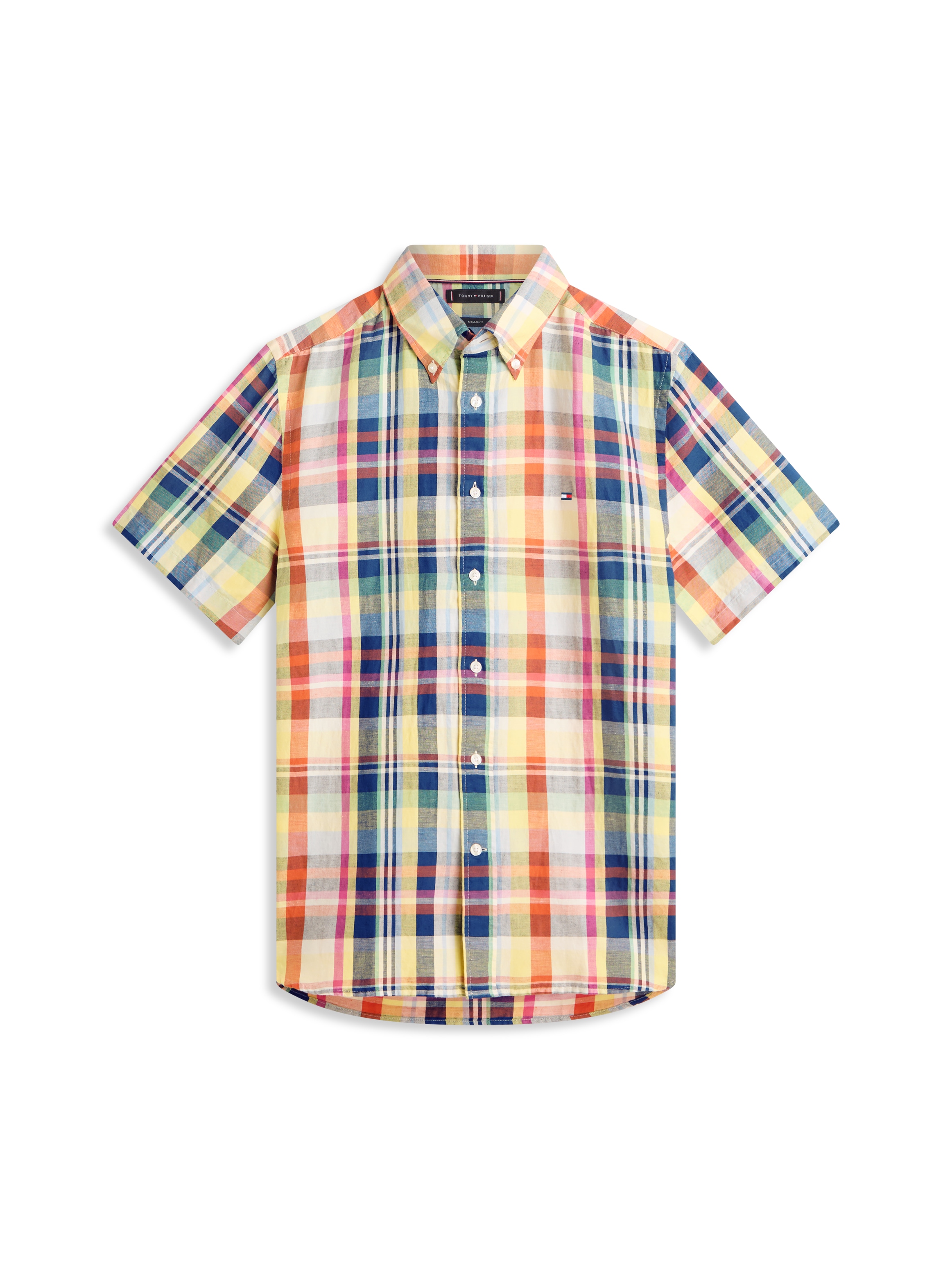 Tommy Hilfiger Kurzarmhemd »LINEN BLEND CHECK PLAID« regular fit, Button-down-Kragen