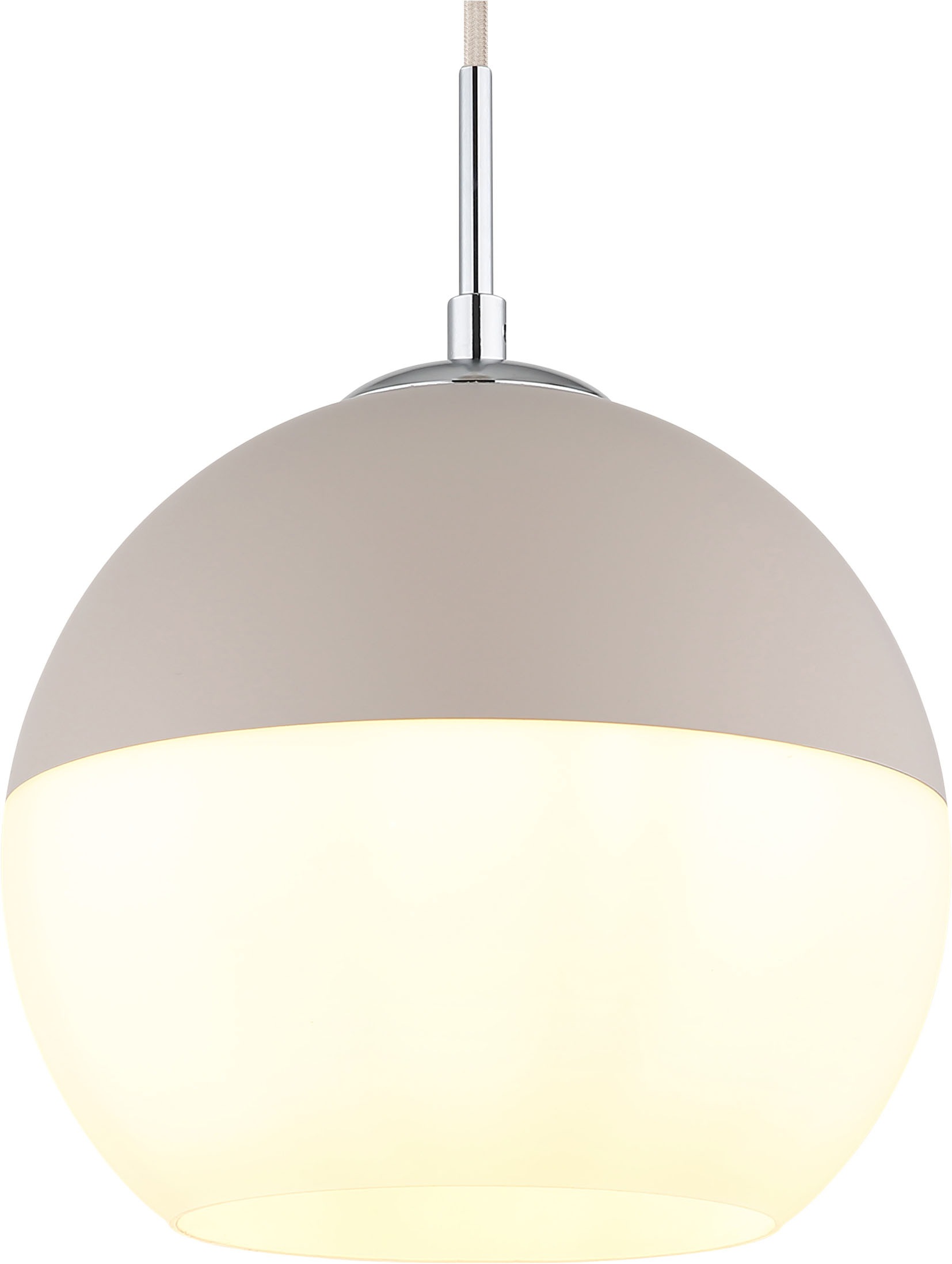 GLOBO LIGHTING Hängeleuchte »RAGUSA« E27 1 Stk. Chrom-Pendelleuchte sandfarben, Glaskugel, E27, höhenkürzbar